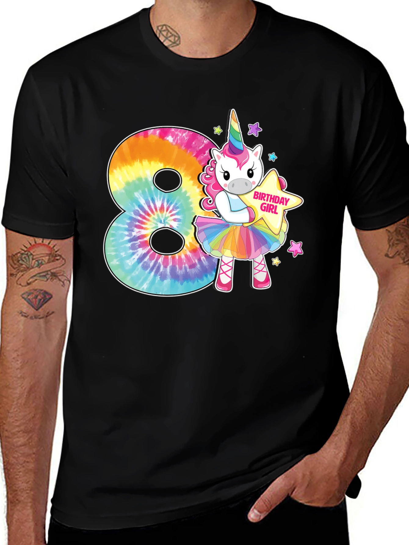 Birthday Girl 8th Unicorn Rainbow T-Shirt