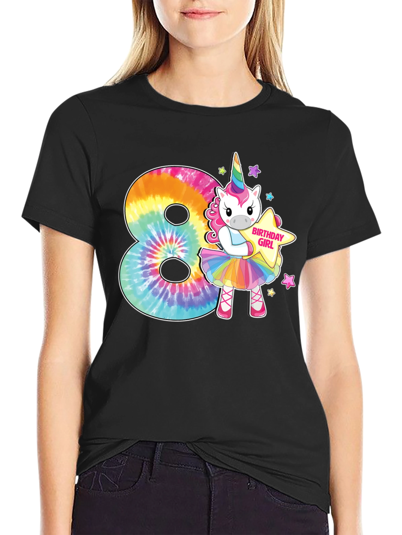 Birthday Girl 8th Unicorn Rainbow T-Shirt