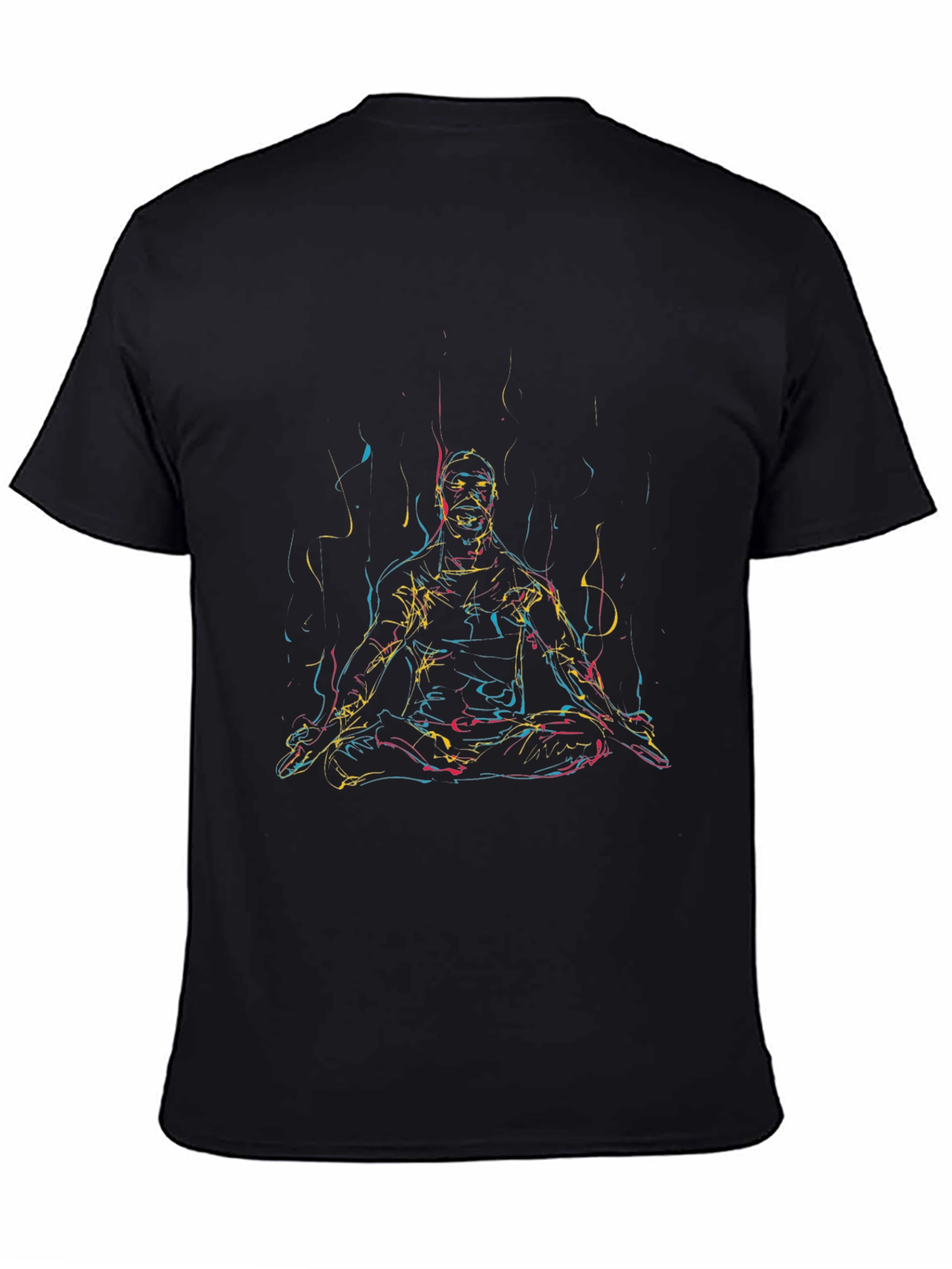 Meditative Man Graphic Tee - Black Cotton T-Shirt