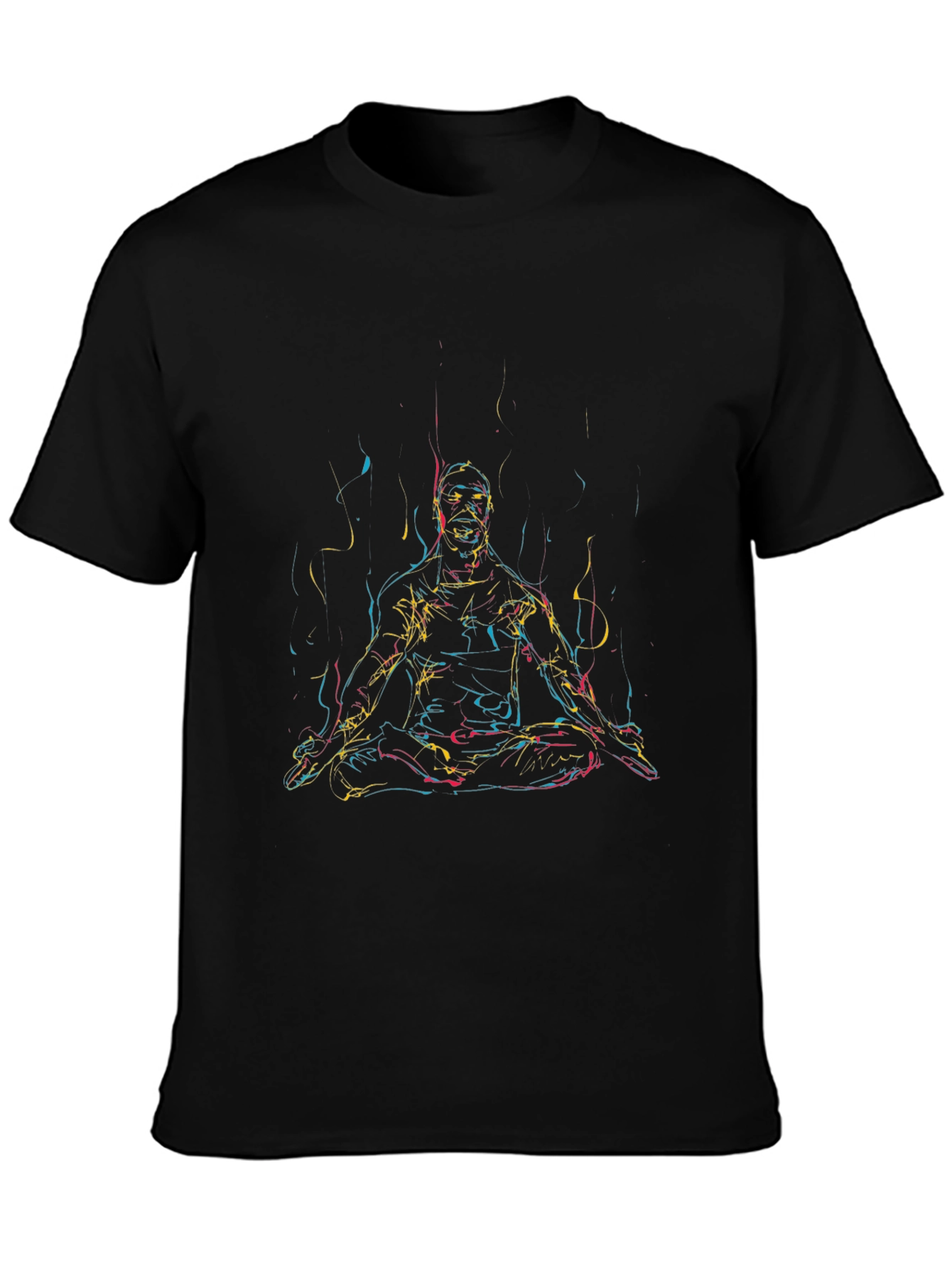 Meditative Man Graphic Tee - Black Cotton T-Shirt