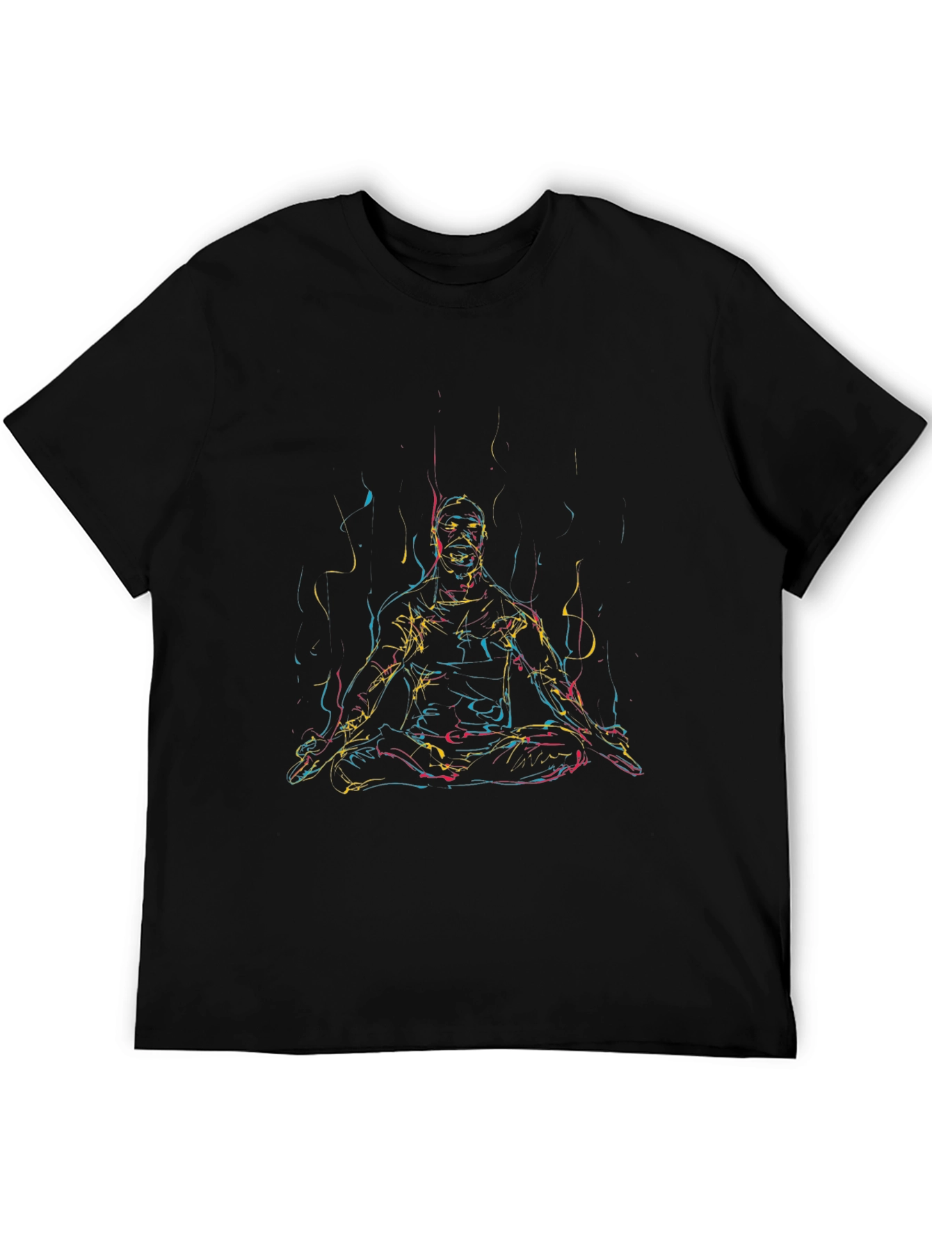 Meditative Man Graphic Tee - Black Cotton T-Shirt