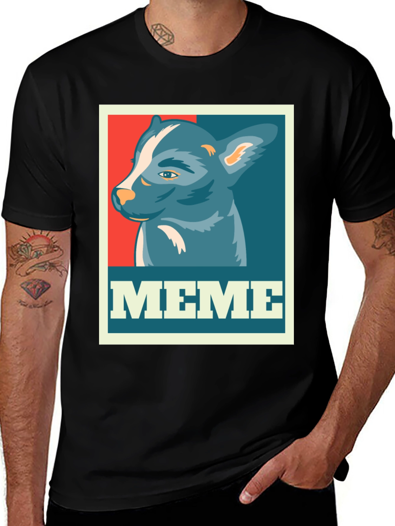 Meme Dog Graphic Tee - Black Cotton T-Shirt