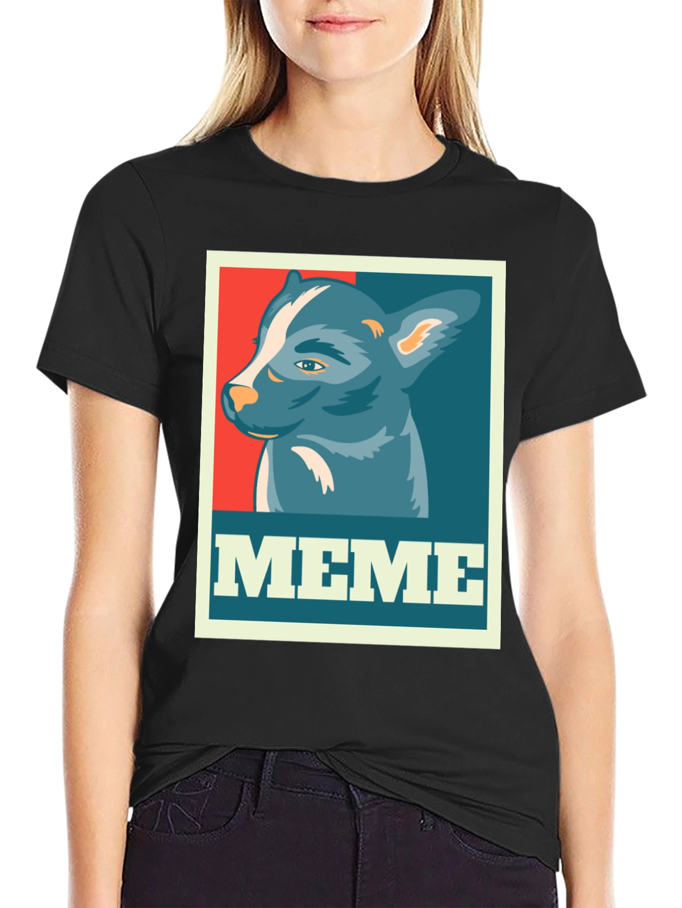 Meme Dog Graphic Tee - Black Cotton T-Shirt