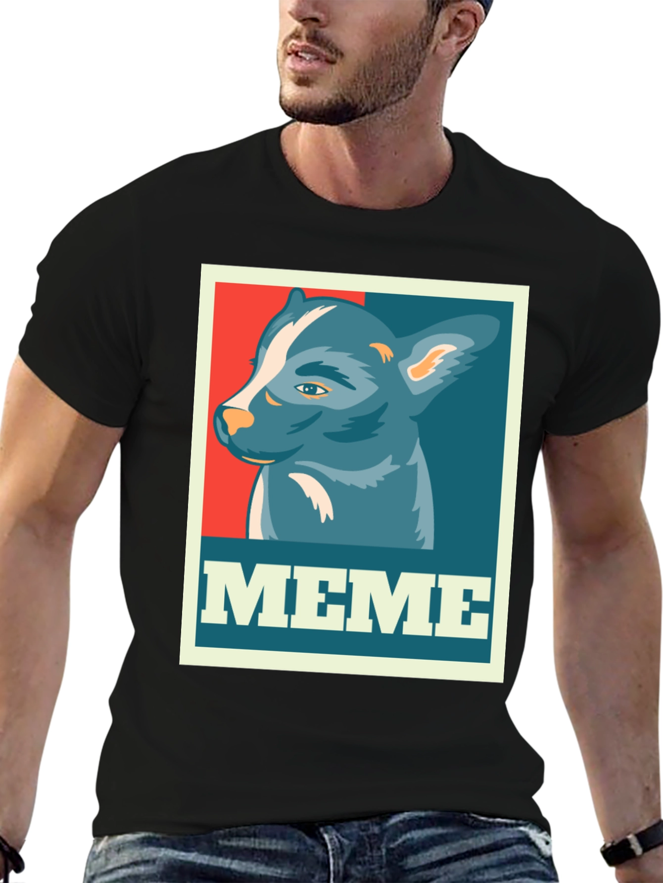 Meme Dog Graphic Tee - Black Cotton T-Shirt