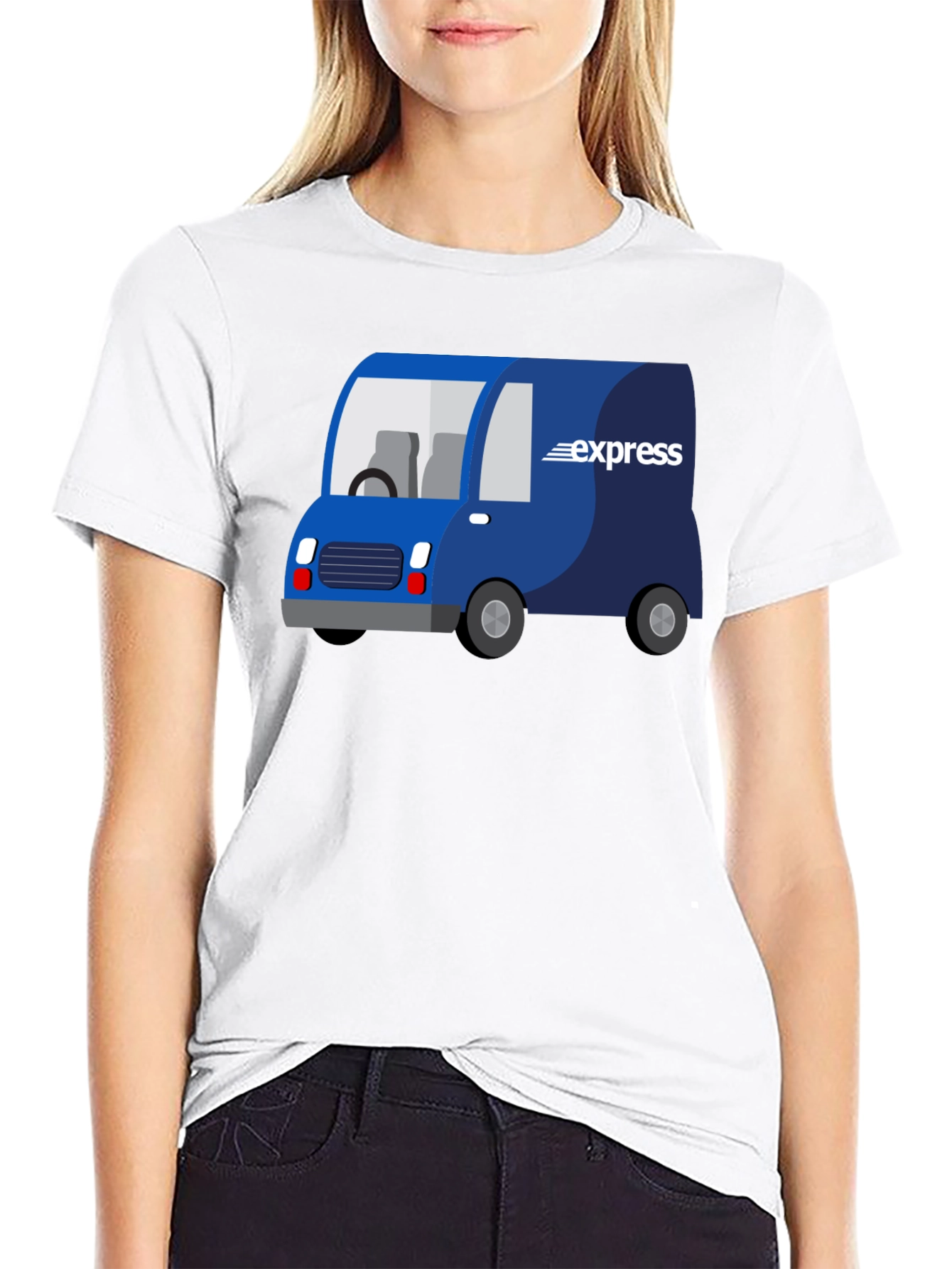 Express Delivery Van Graphic Tee - Black Cotton Blend