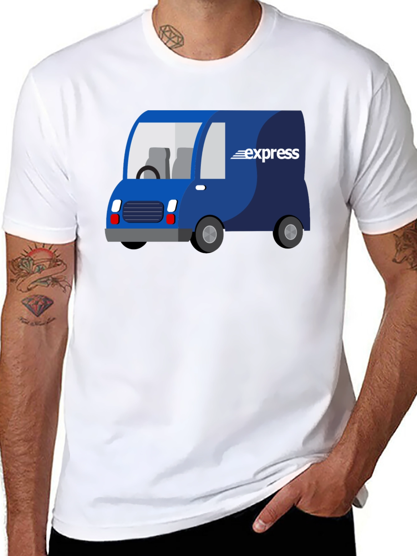 Express Delivery Van Graphic Tee - Black Cotton Blend