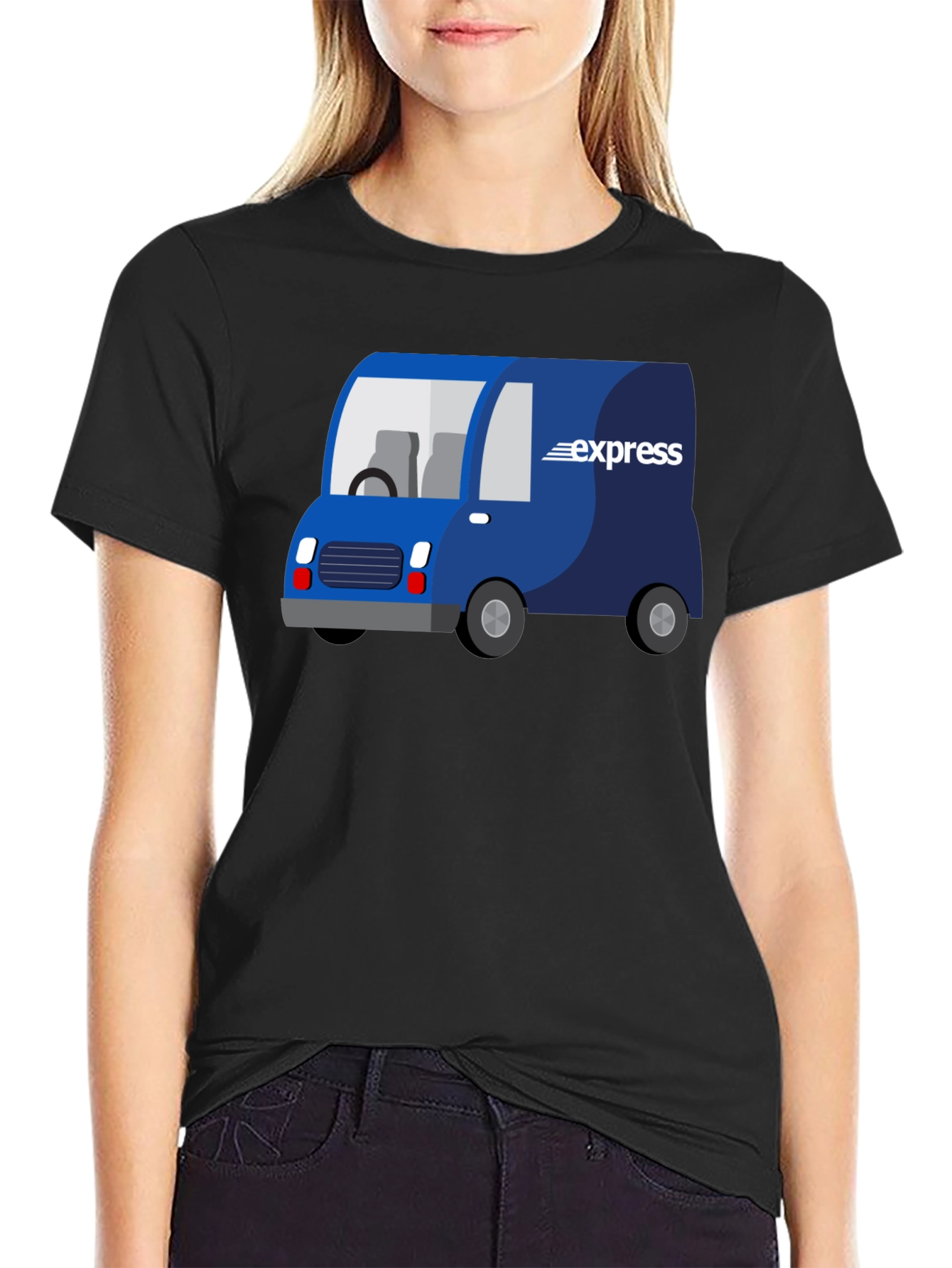 Express Delivery Van Graphic Tee - Black Cotton Blend
