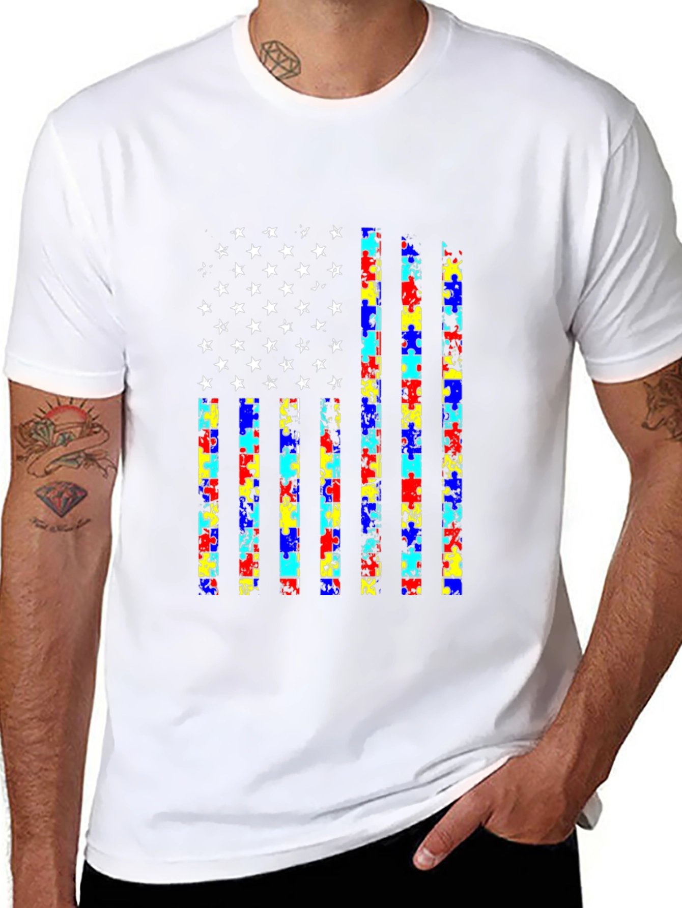 Autism Awareness USA Flag T-Shirt