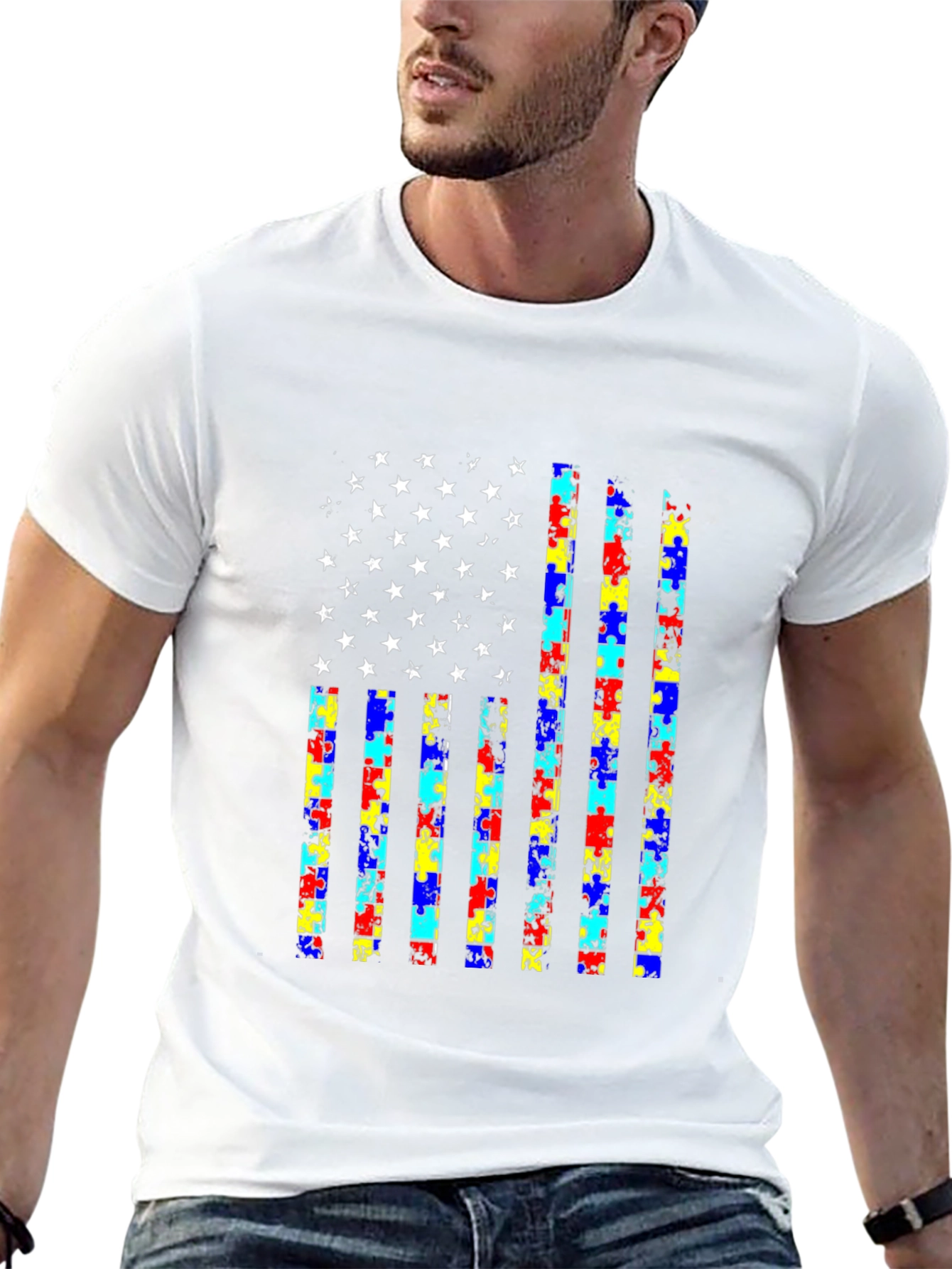 Autism Awareness USA Flag T-Shirt