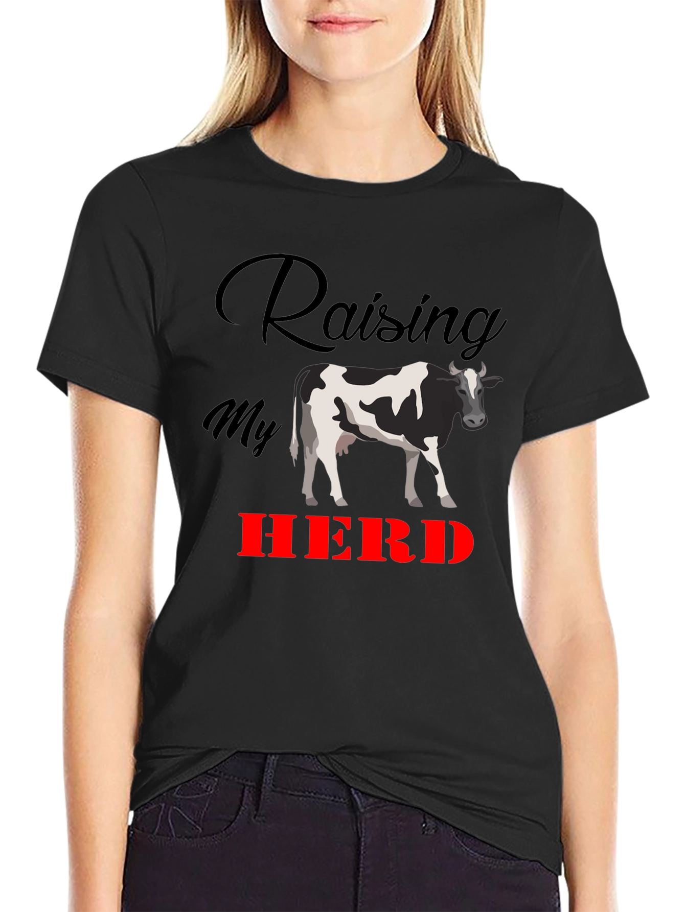 Raising My Herd Graphic Tee - Black Cotton T-Shirt