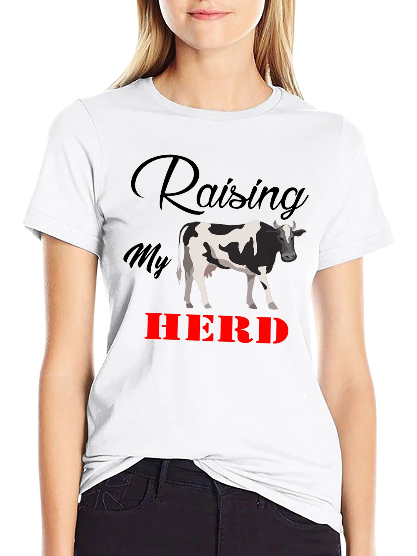 Raising My Herd Graphic Tee - Black Cotton T-Shirt