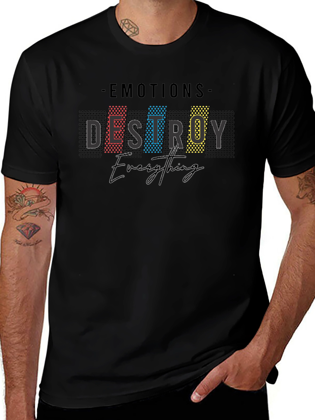 Emotions Destroy Everything Graphic T-Shirt - Black