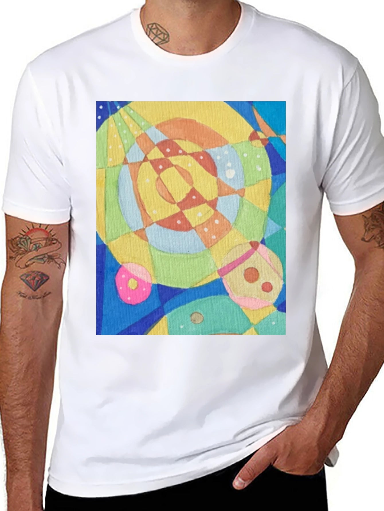 Abstract Geometric Art Tee - Stylish Graphic T-Shirt