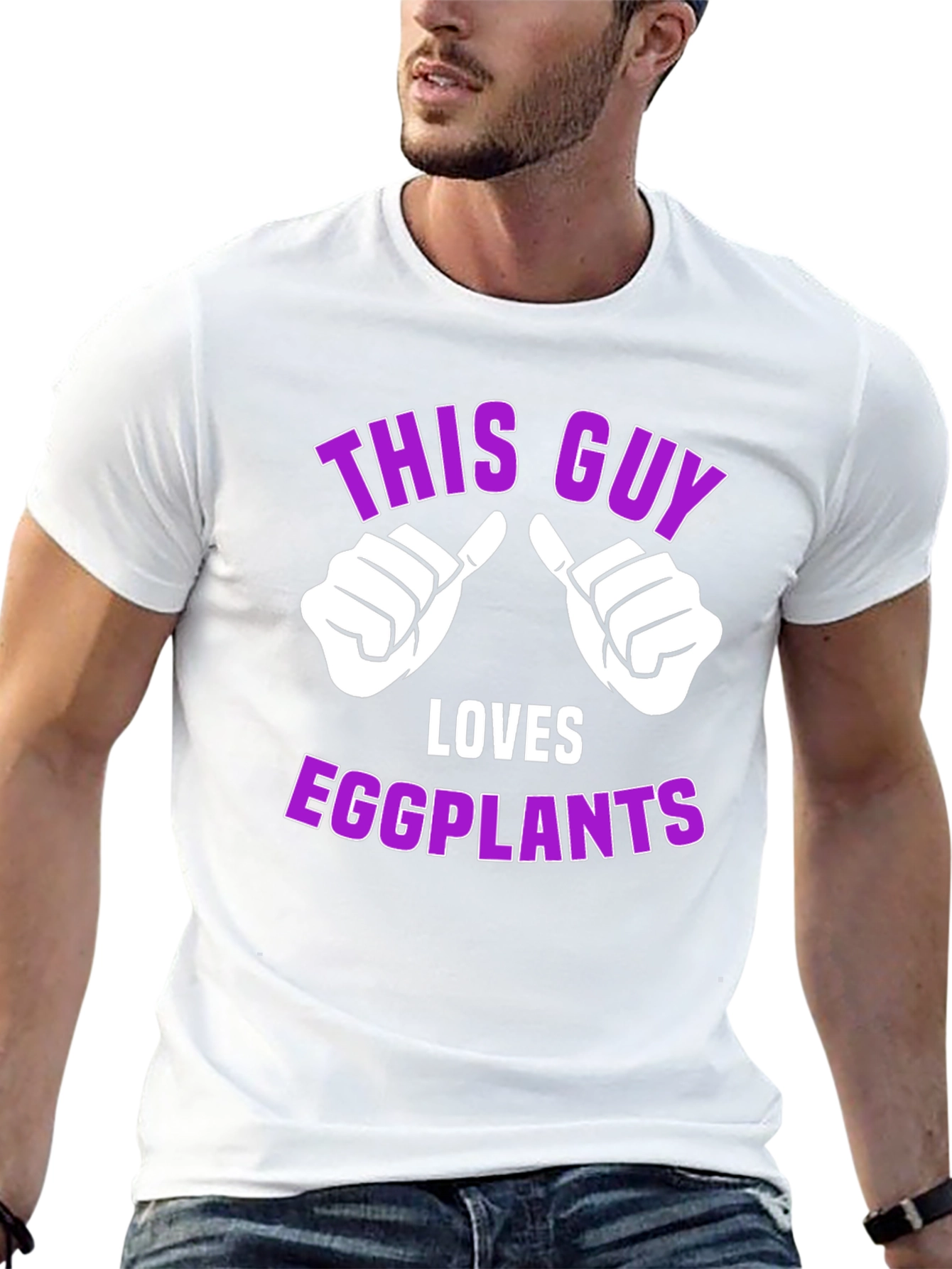 This Guy Loves Eggplants T-Shirt Funny Novelty Tee
