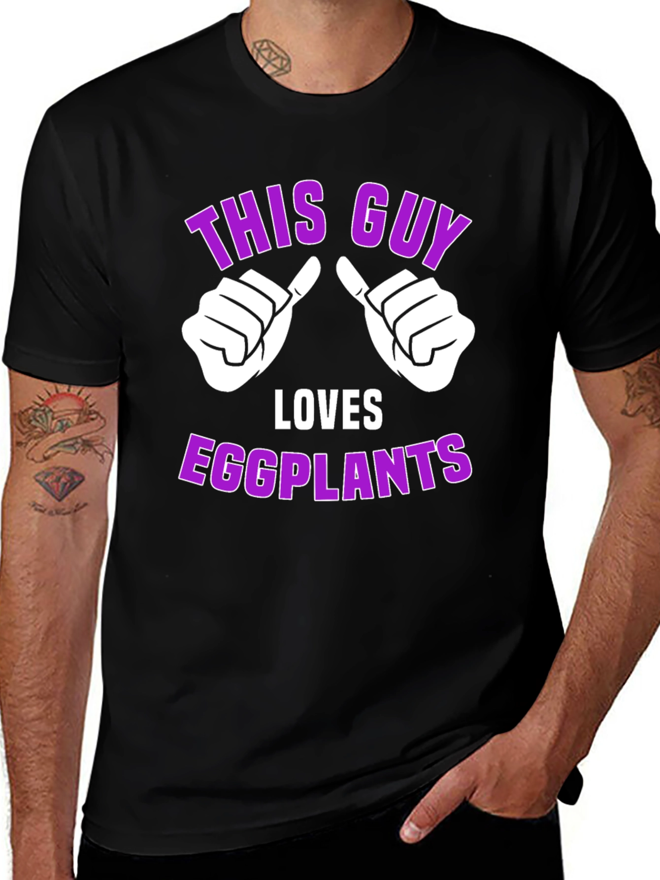 This Guy Loves Eggplants T-Shirt Funny Novelty Tee