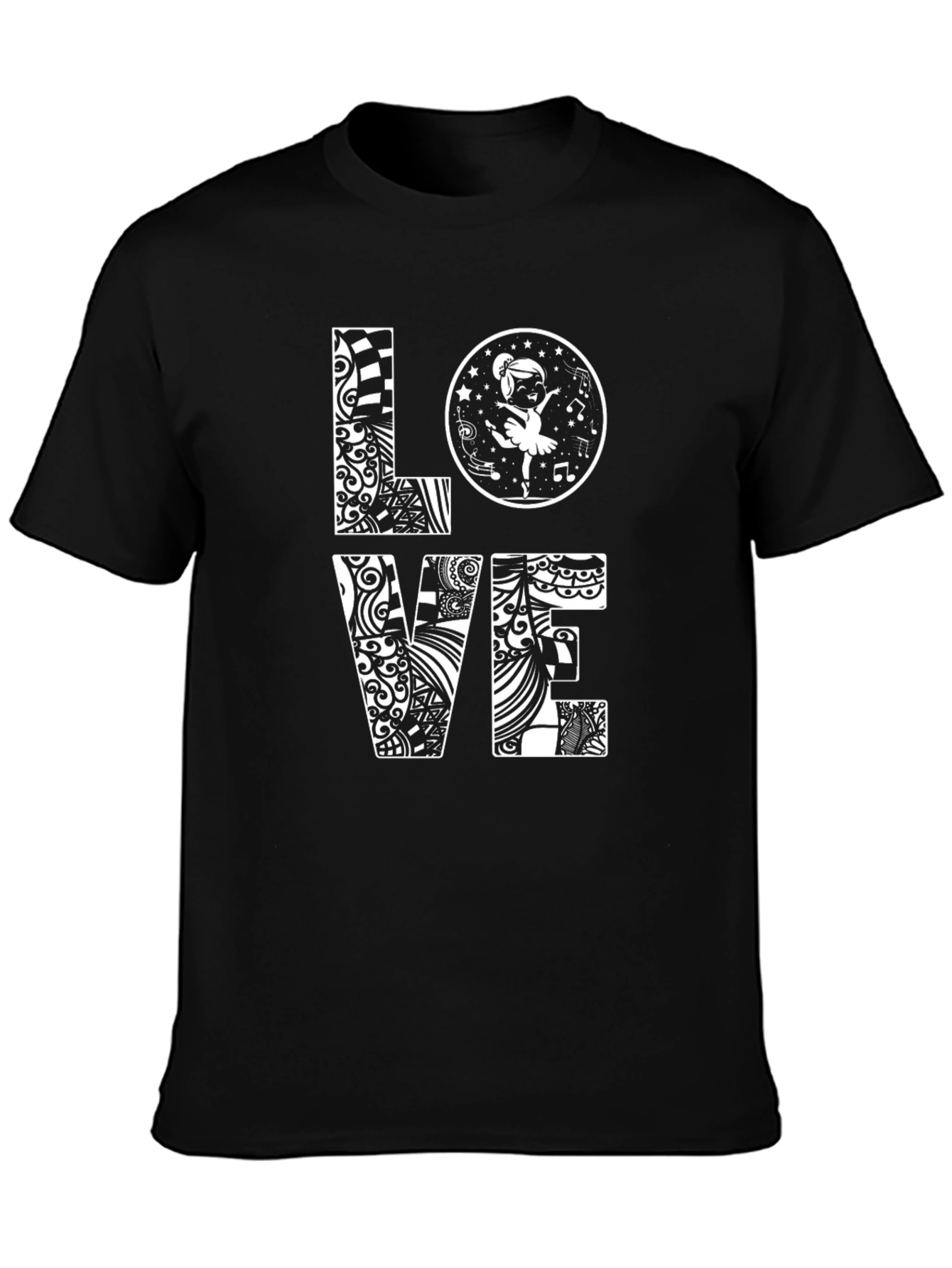 Love Ballet Dancer Graphic Tee - Black Cotton
