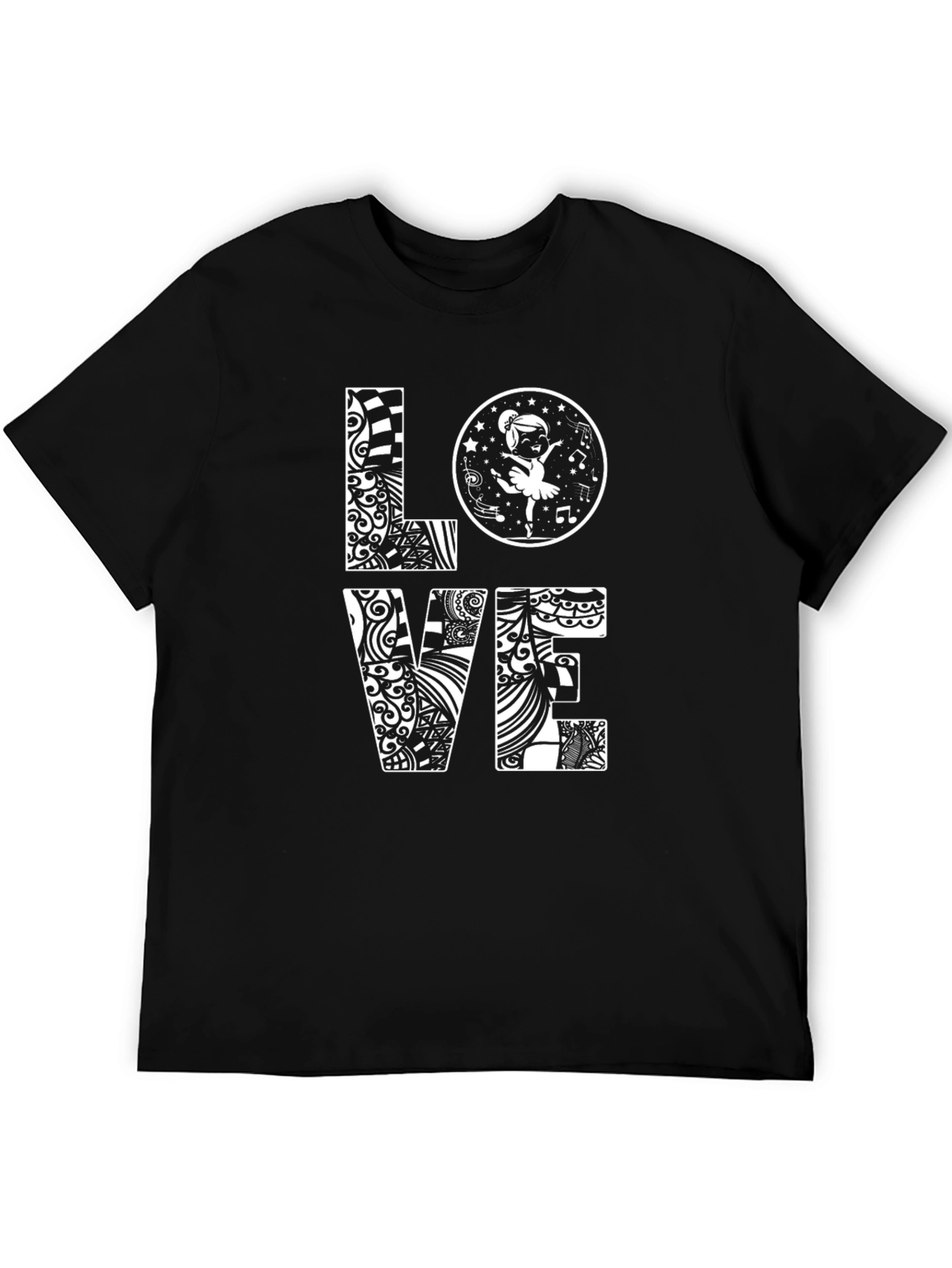 Love Ballet Dancer Graphic Tee - Black Cotton