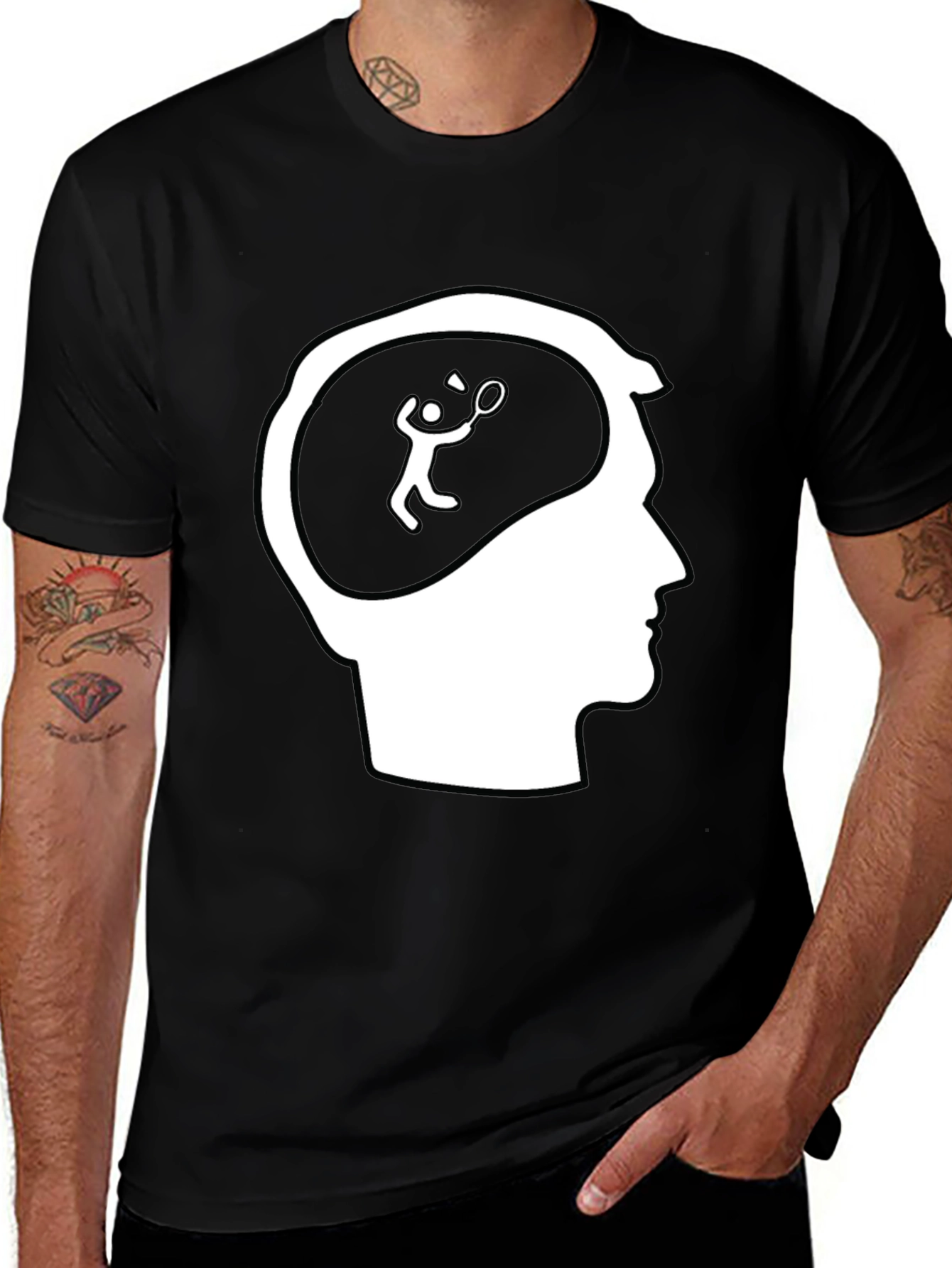 Badminton Brain Black T-Shirt