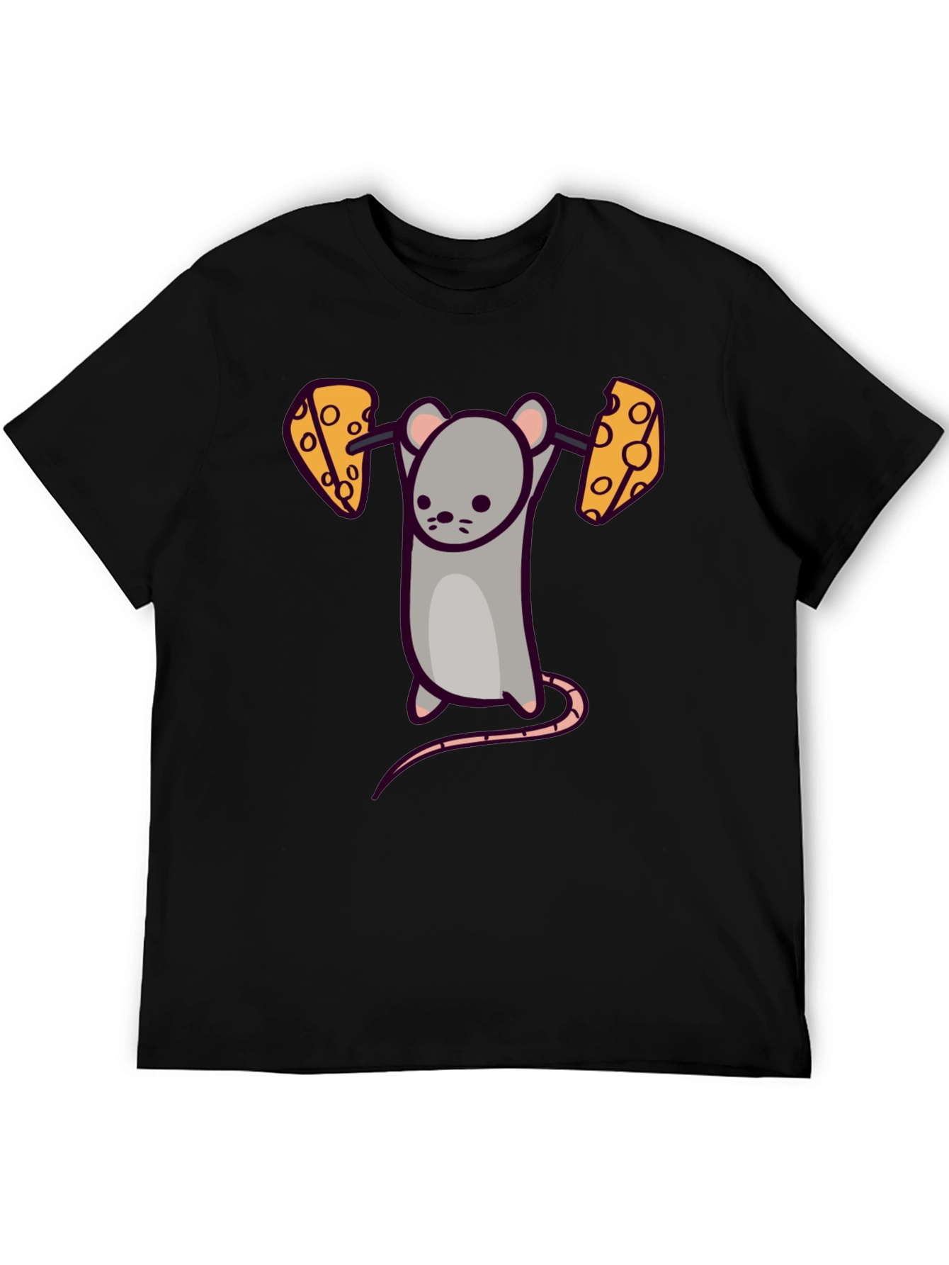 Funny Mouse Lifting Cheese Barbell T-Shirt
