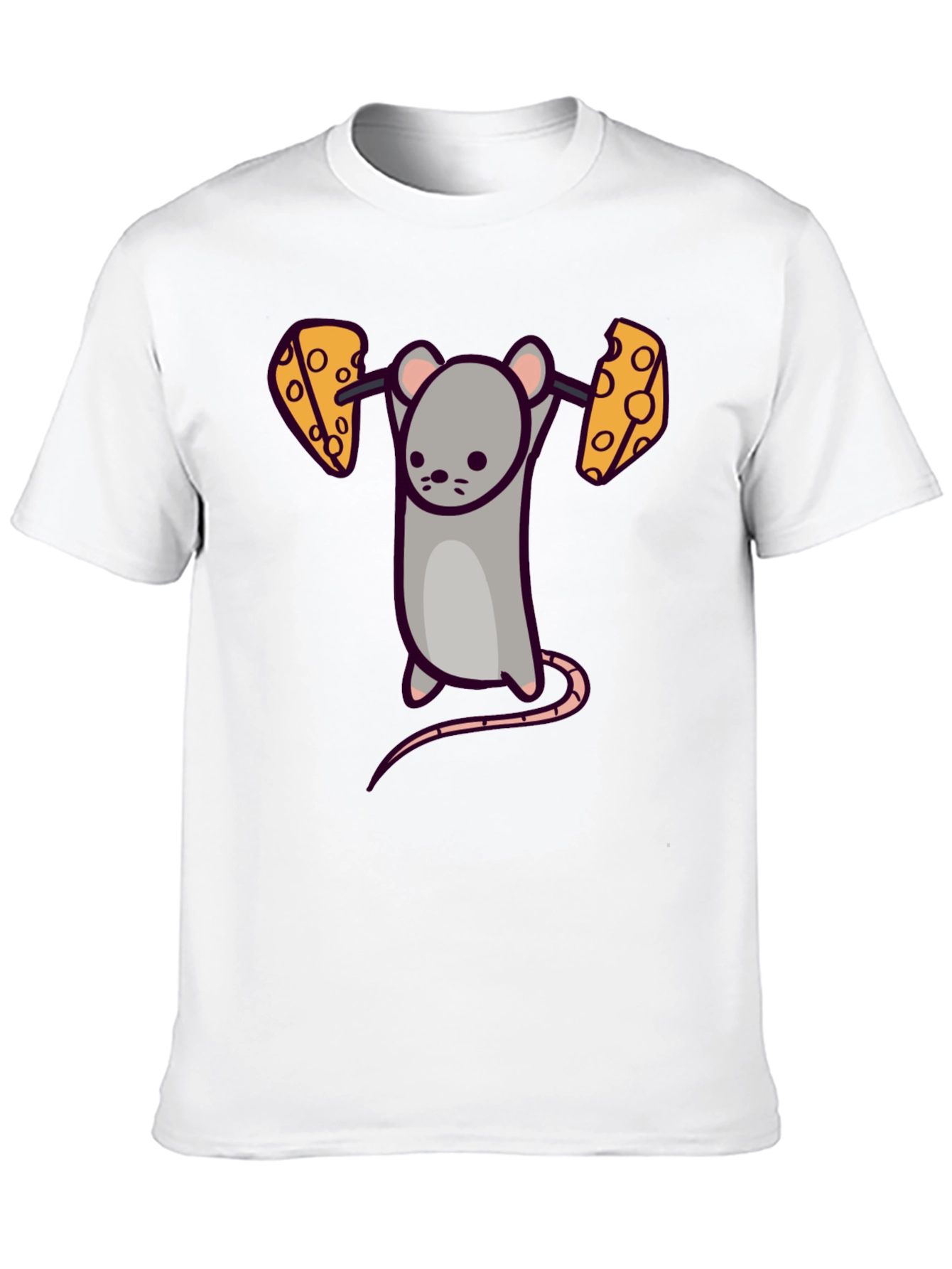 Funny Mouse Lifting Cheese Barbell T-Shirt