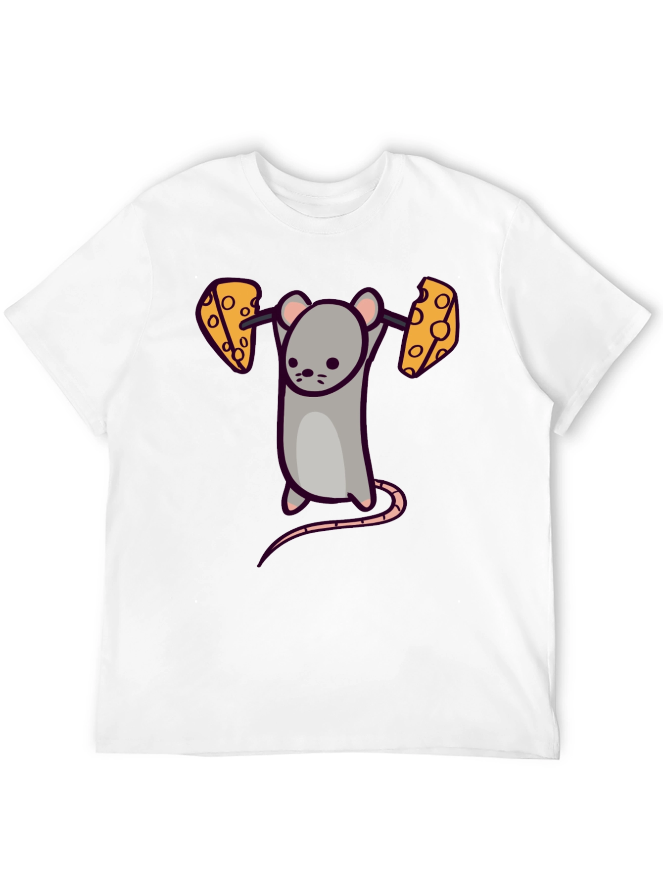 Funny Mouse Lifting Cheese Barbell T-Shirt