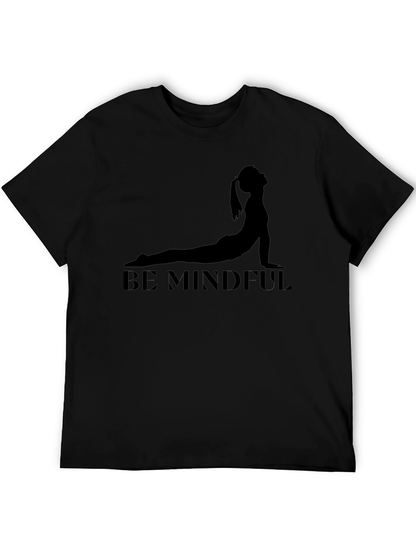 Be Mindful Yoga Pose Black T-Shirt