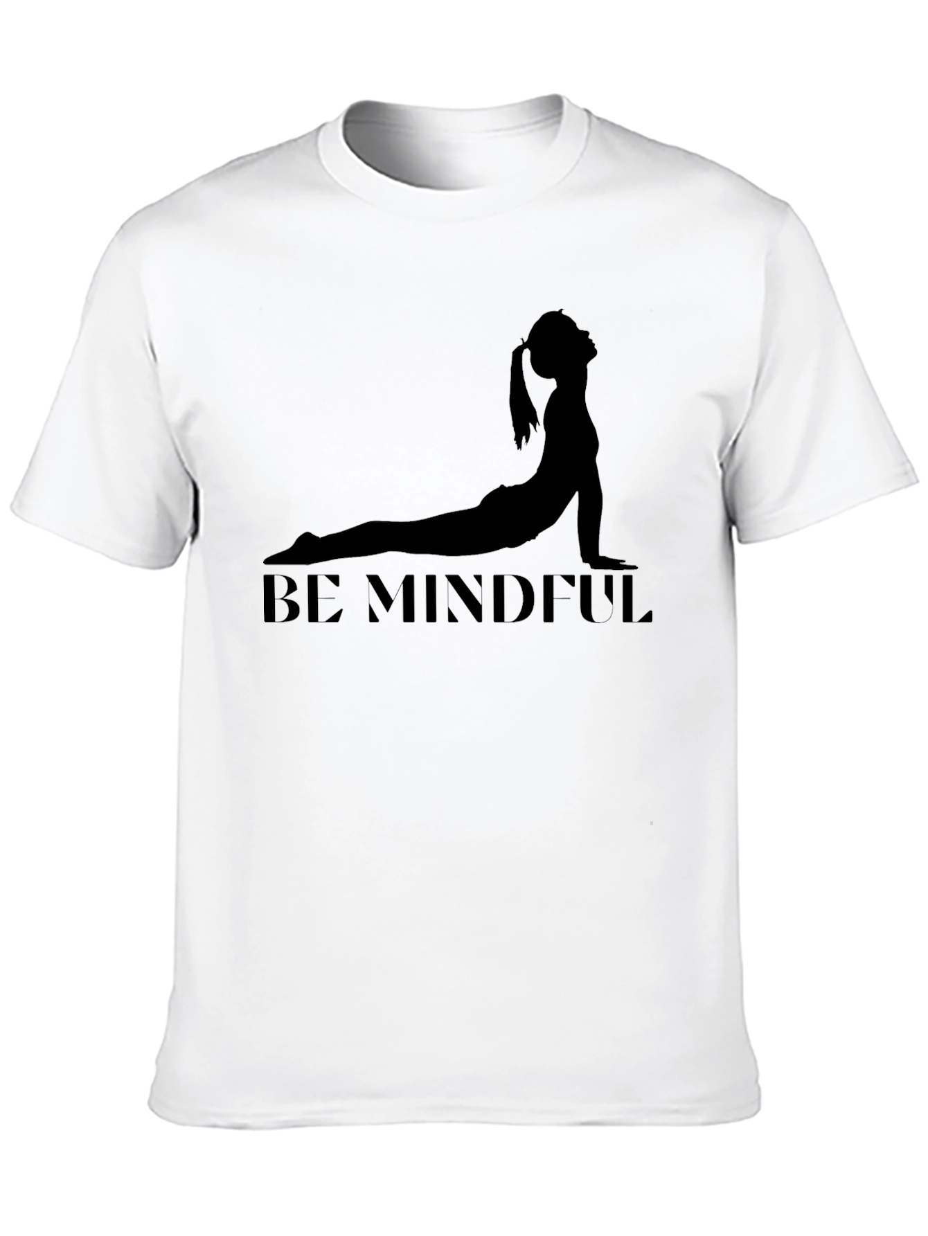 Be Mindful Yoga Pose Black T-Shirt