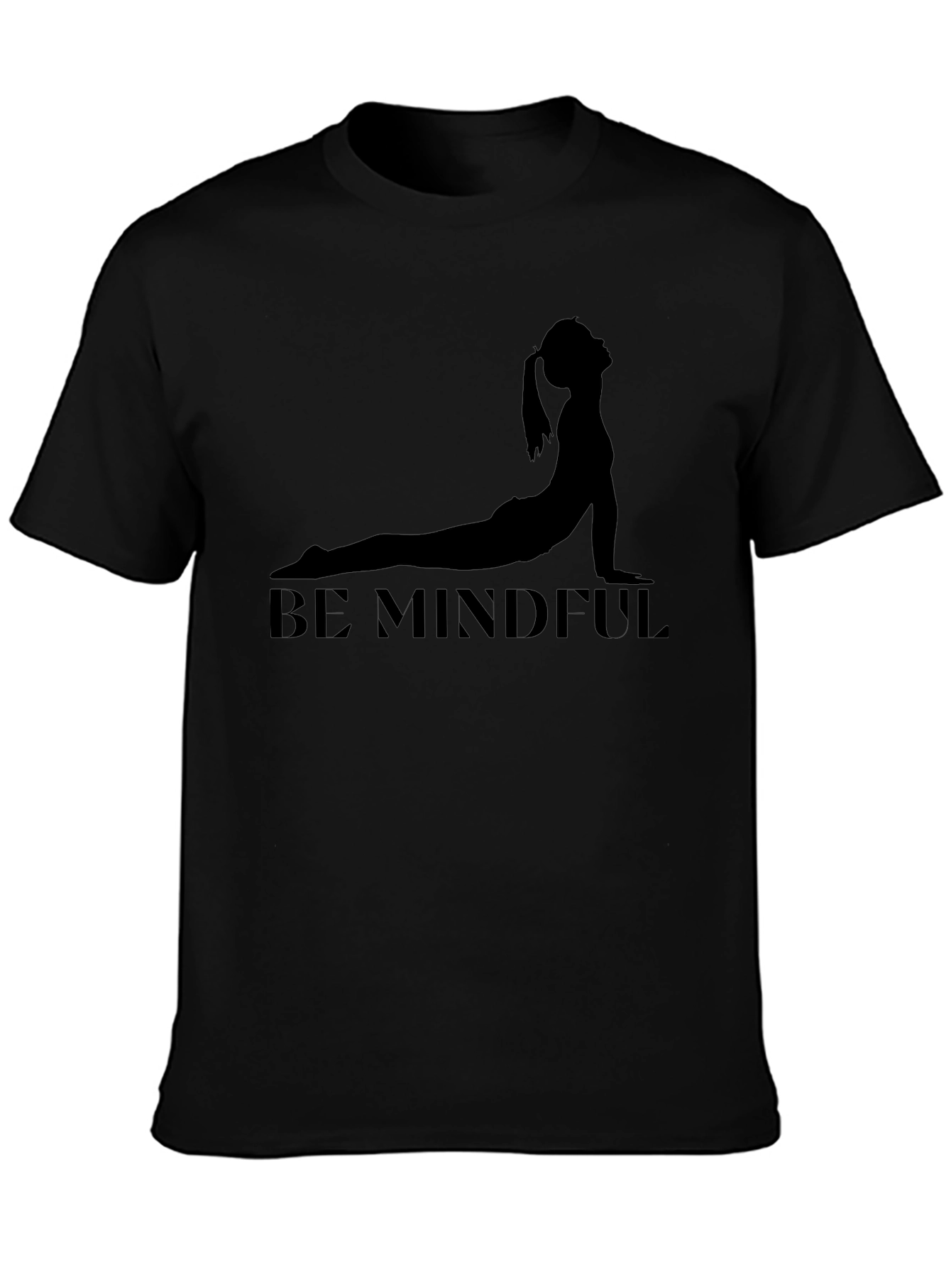 Be Mindful Yoga Pose Black T-Shirt