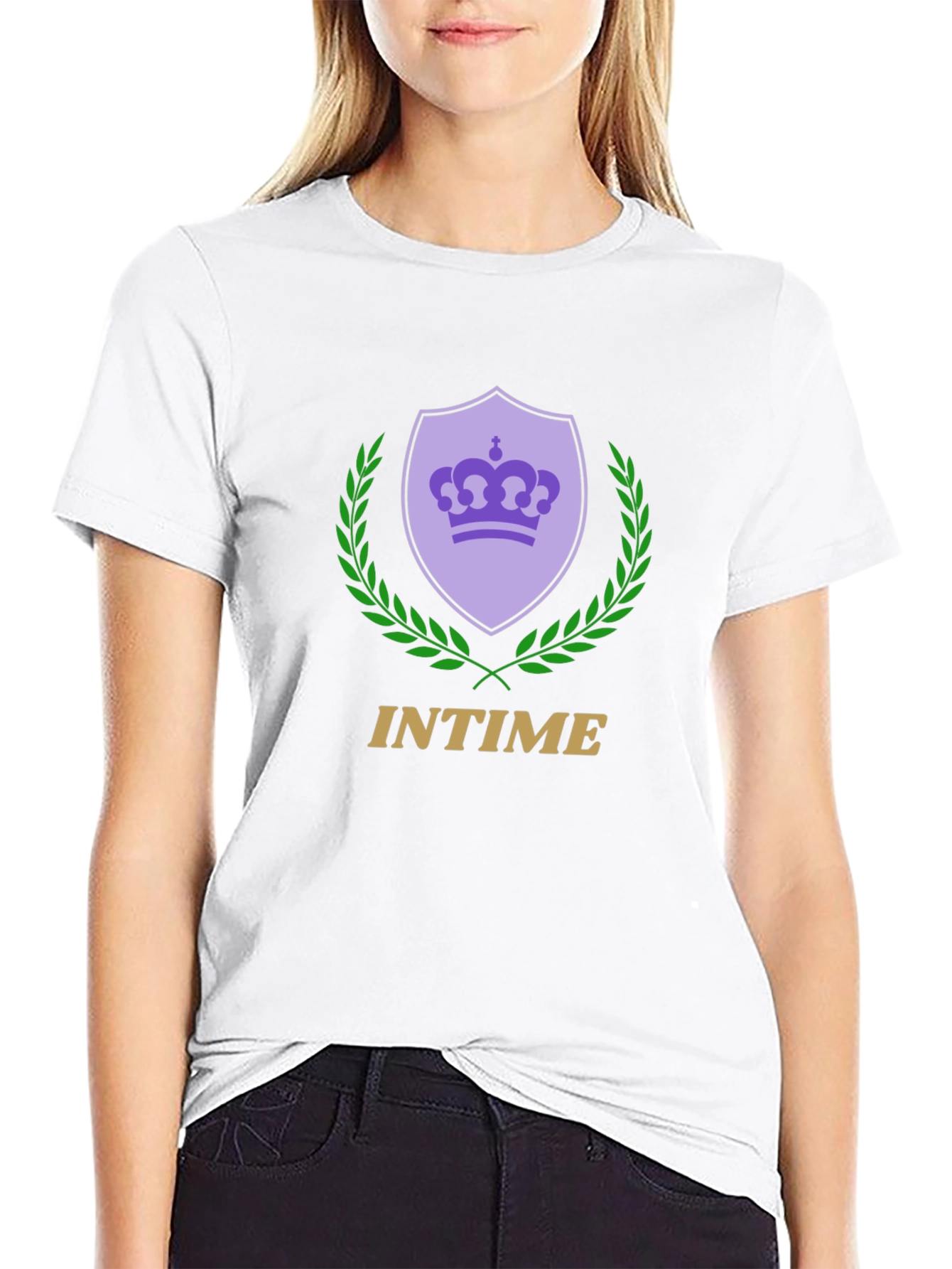InTime Crown Shield Graphic Tee - Black Cotton Blend