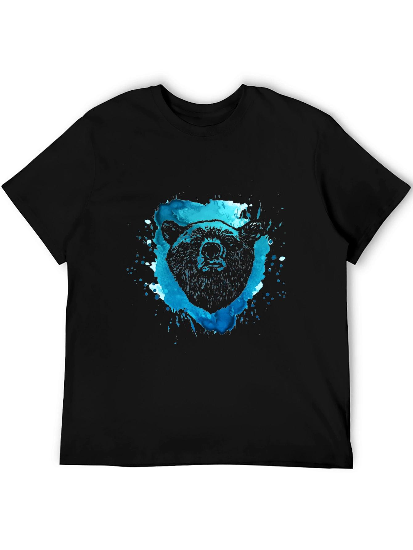 Bear Graphic Tee - Black Cotton Blend Shirt