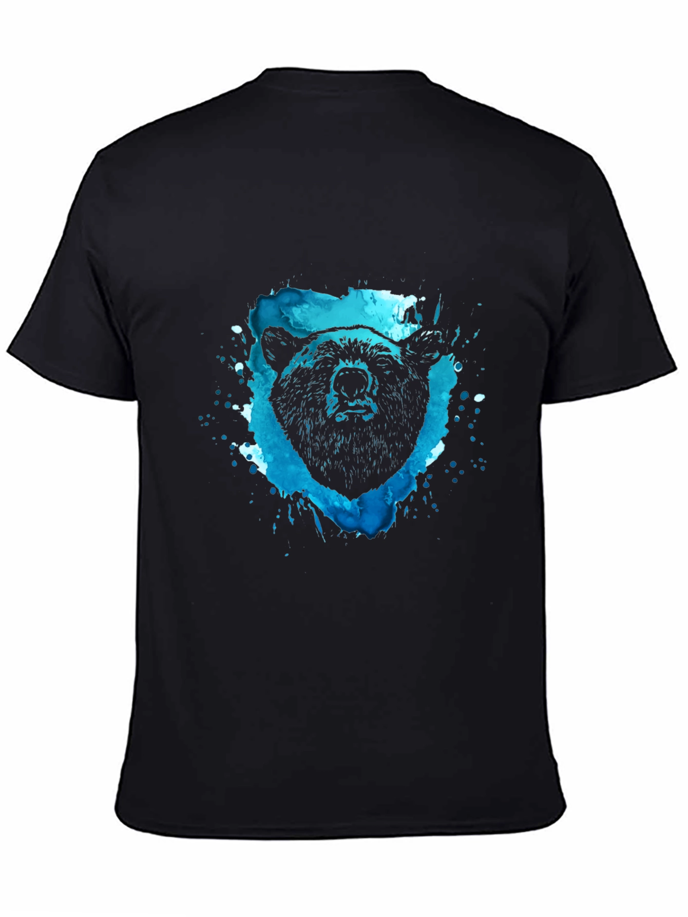 Bear Graphic Tee - Black Cotton Blend Shirt