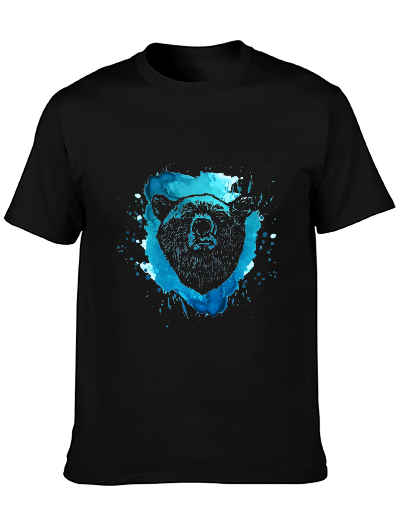 Bear Graphic Tee - Black Cotton Blend Shirt
