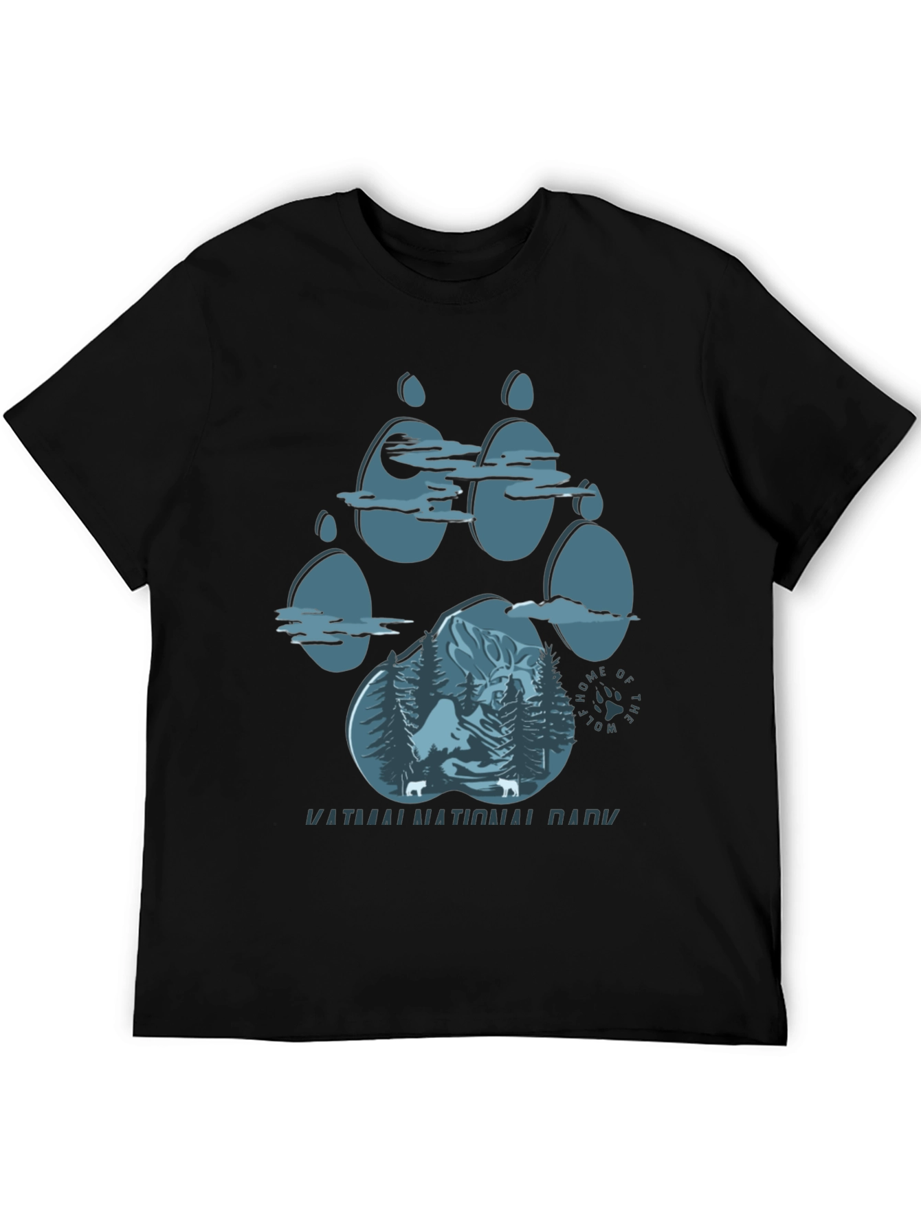 Wolf Paw Print T-Shirt - Katmai National Park