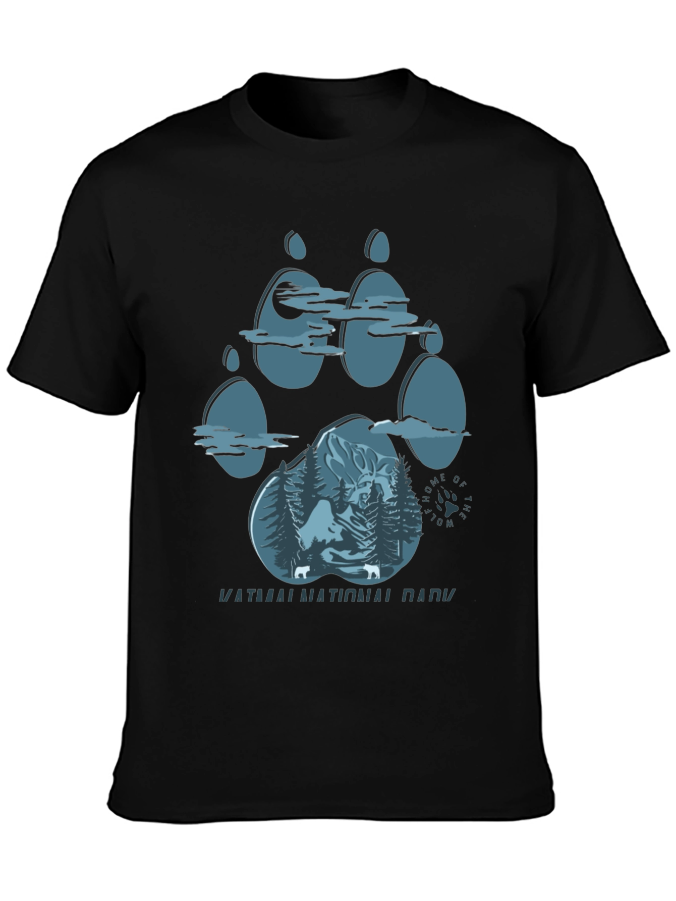 Wolf Paw Print T-Shirt - Katmai National Park