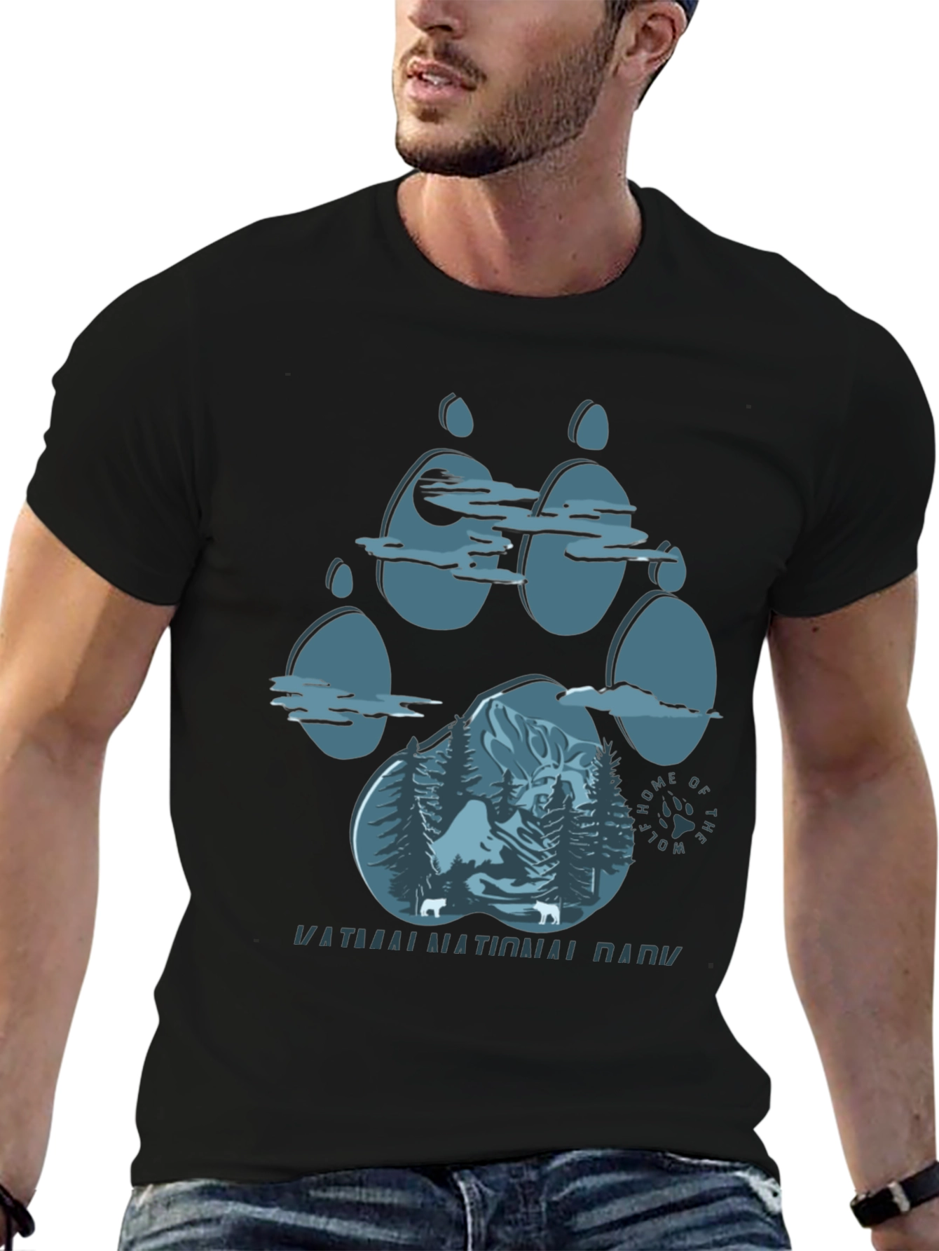 Wolf Paw Print T-Shirt - Katmai National Park