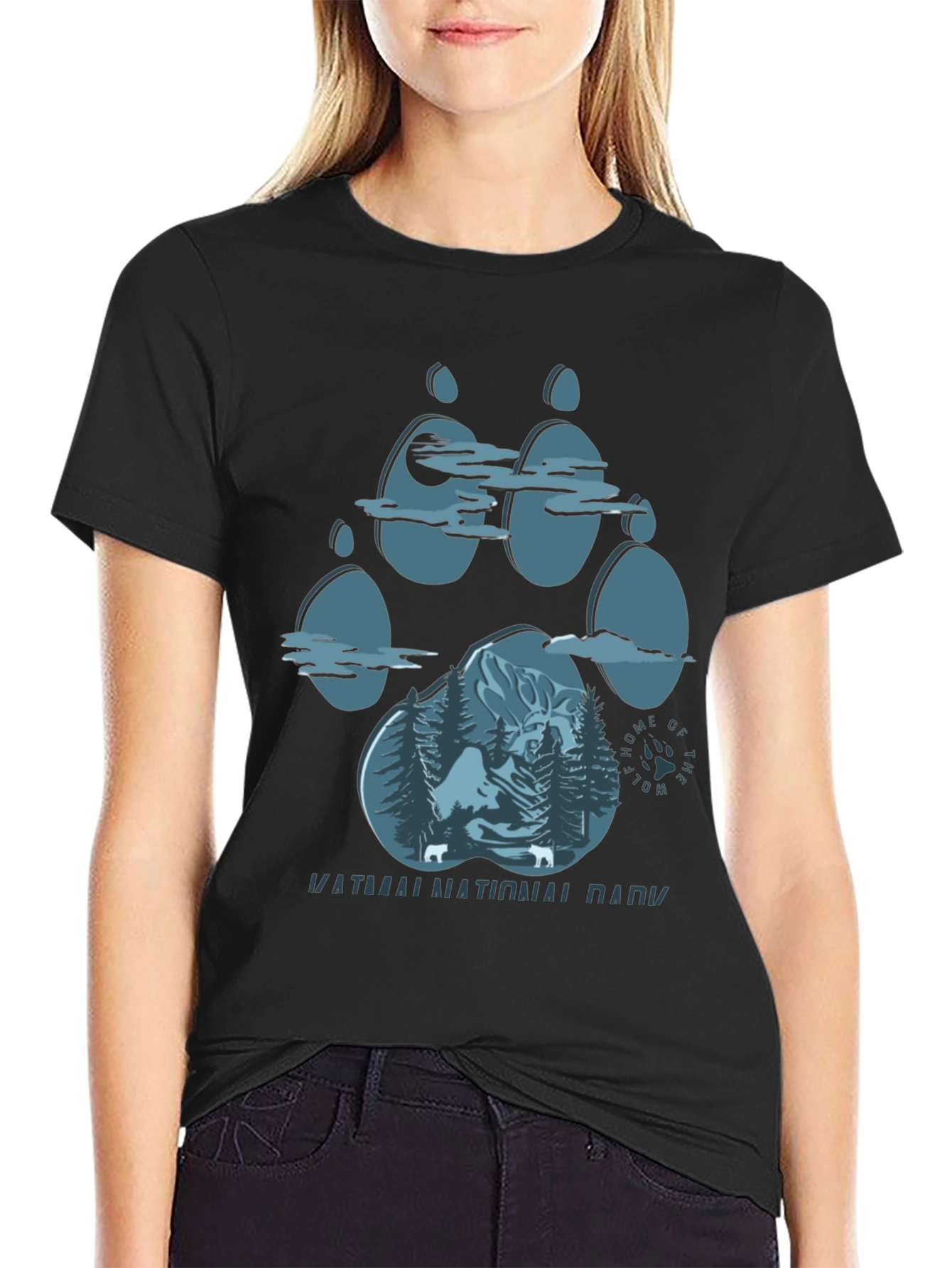 Wolf Paw Print T-Shirt - Katmai National Park