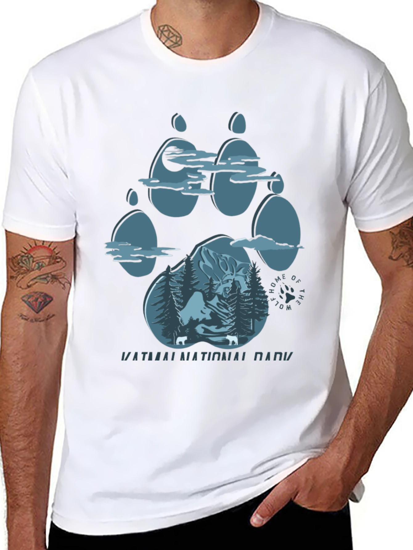 Wolf Paw Print T-Shirt - Katmai National Park
