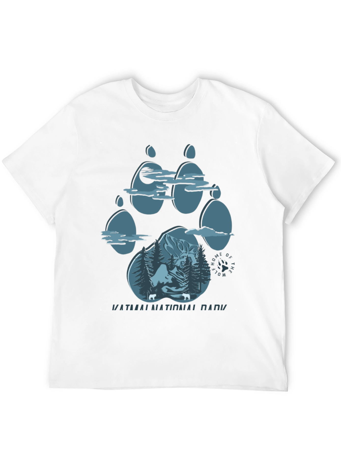 Wolf Paw Print T-Shirt - Katmai National Park