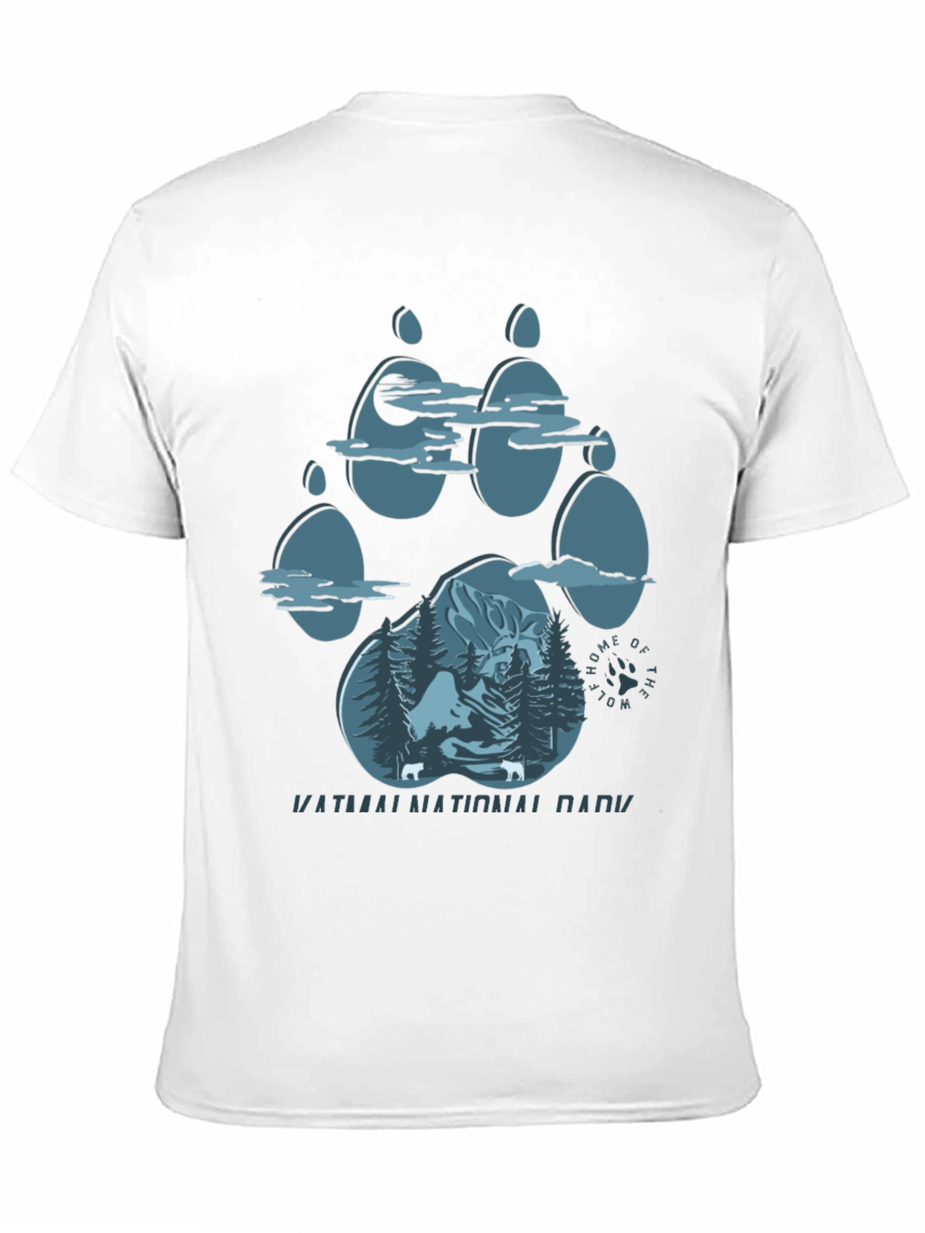 Wolf Paw Print T-Shirt - Katmai National Park