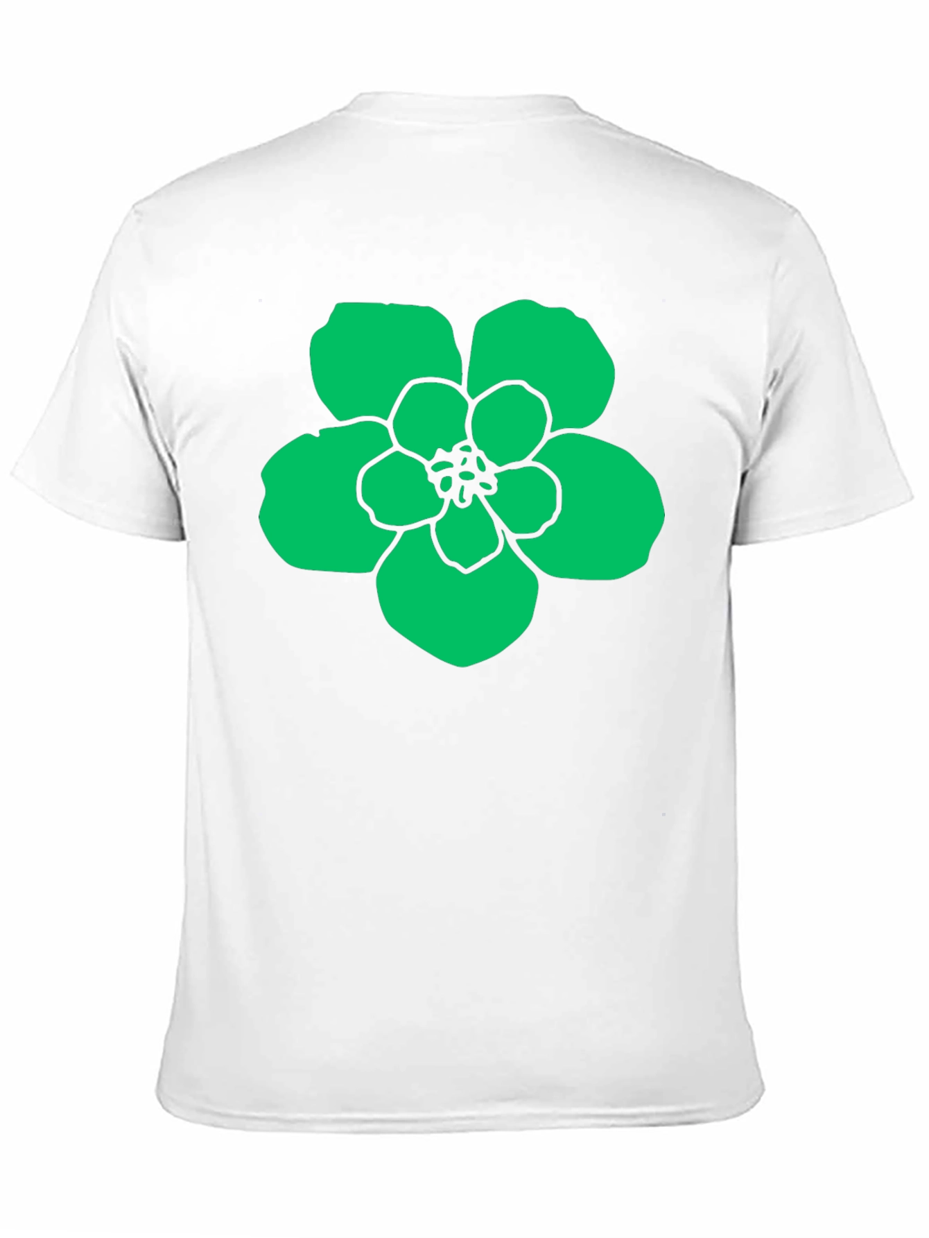 Green Flower Graphic Black T-Shirt