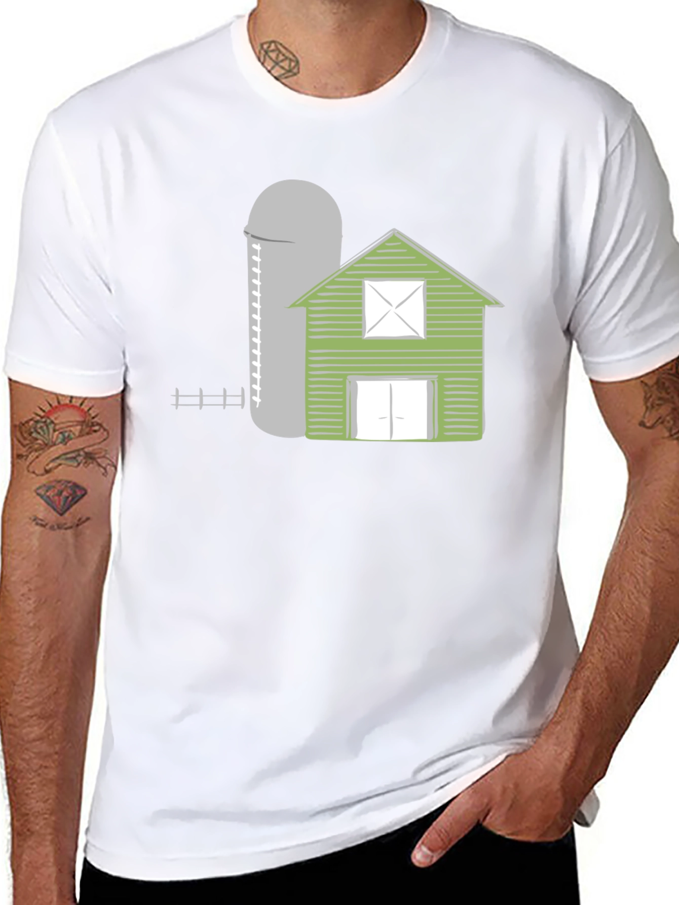 Farmhouse Style Graphic Tee - Barn & Silo Design