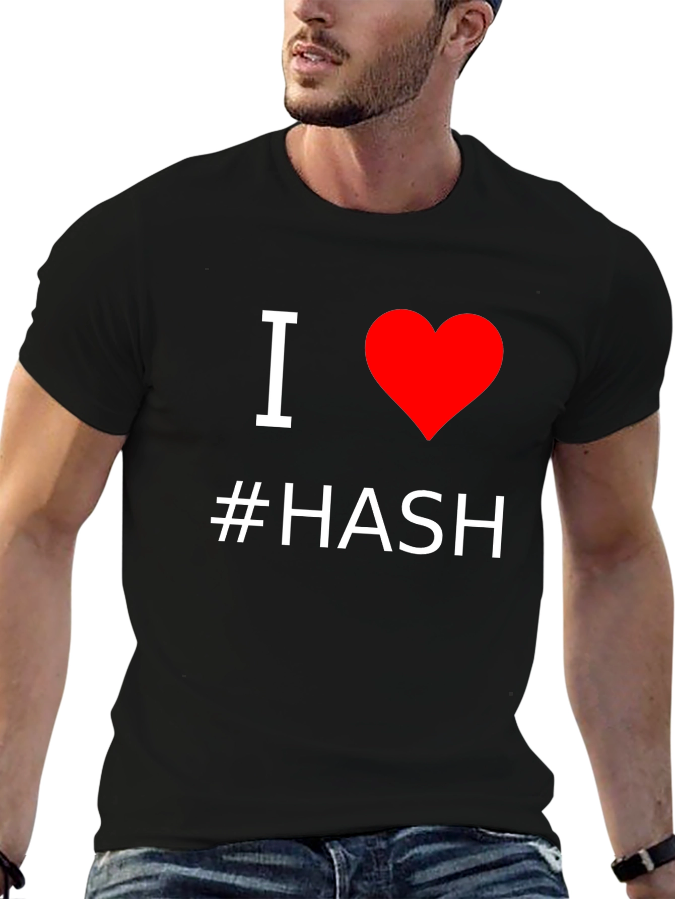 I Love #Hash T-Shirt - Black Cotton Graphic Tee