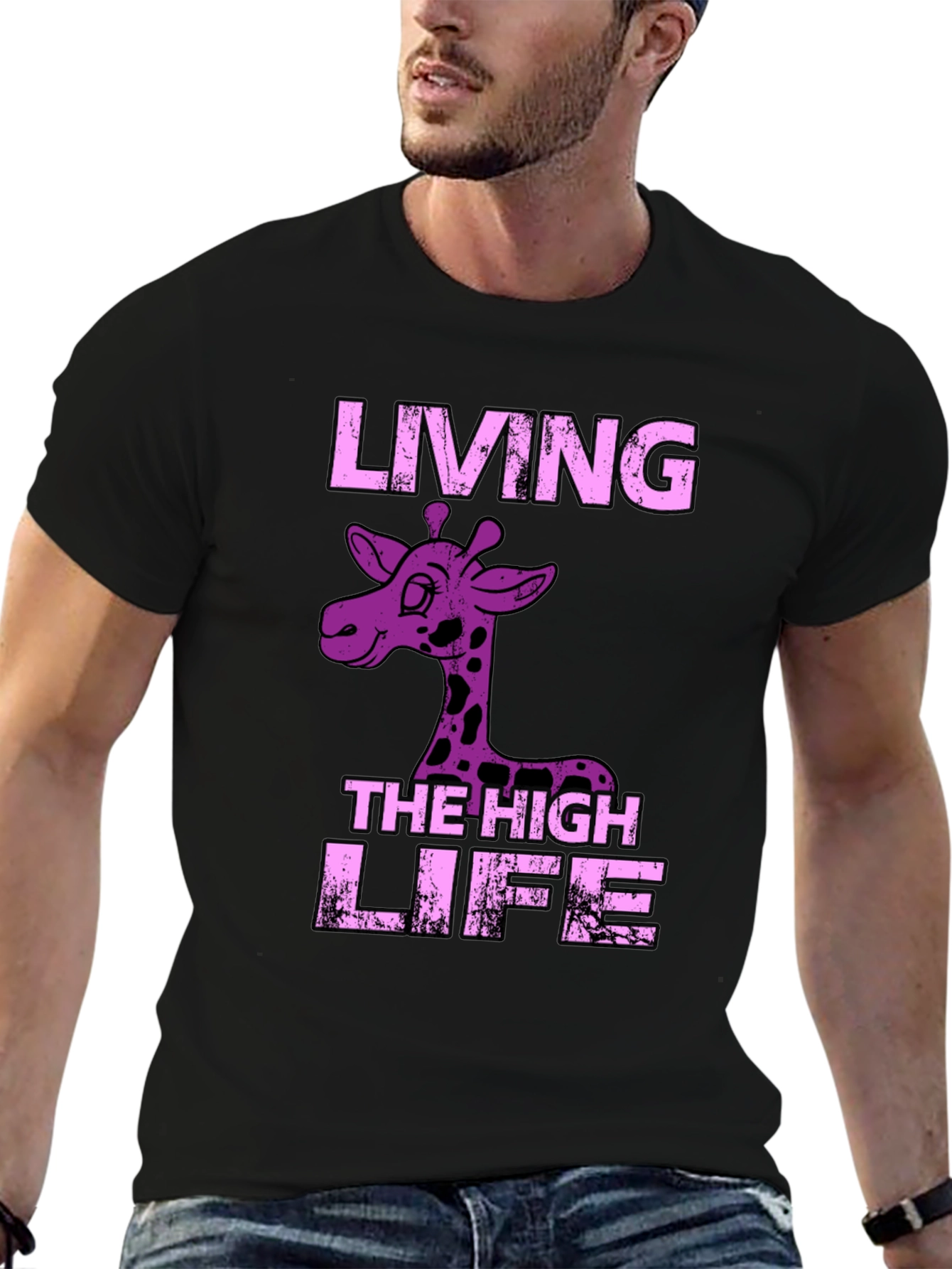 Living the High Life Giraffe Graphic Tee