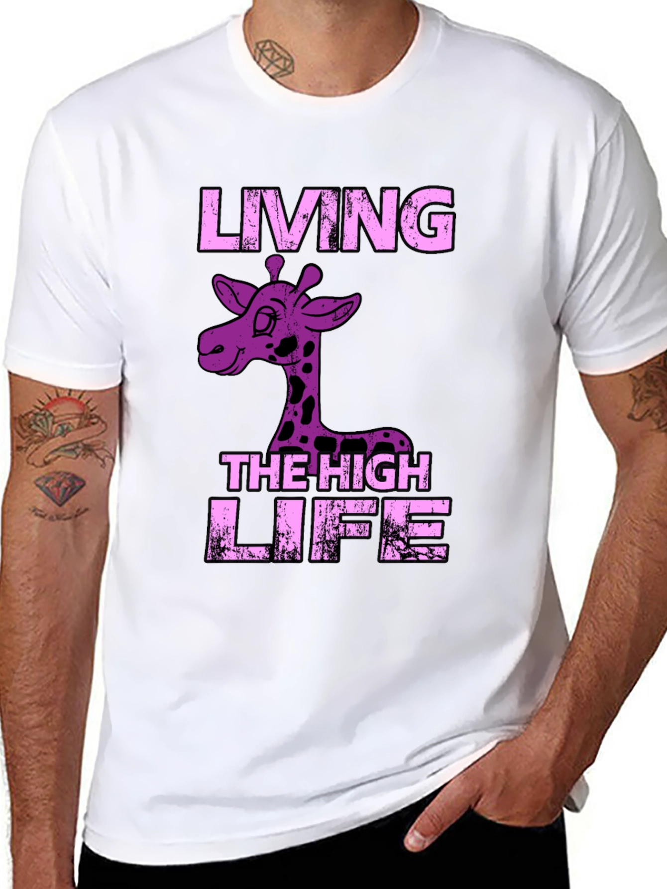 Living the High Life Giraffe Graphic Tee