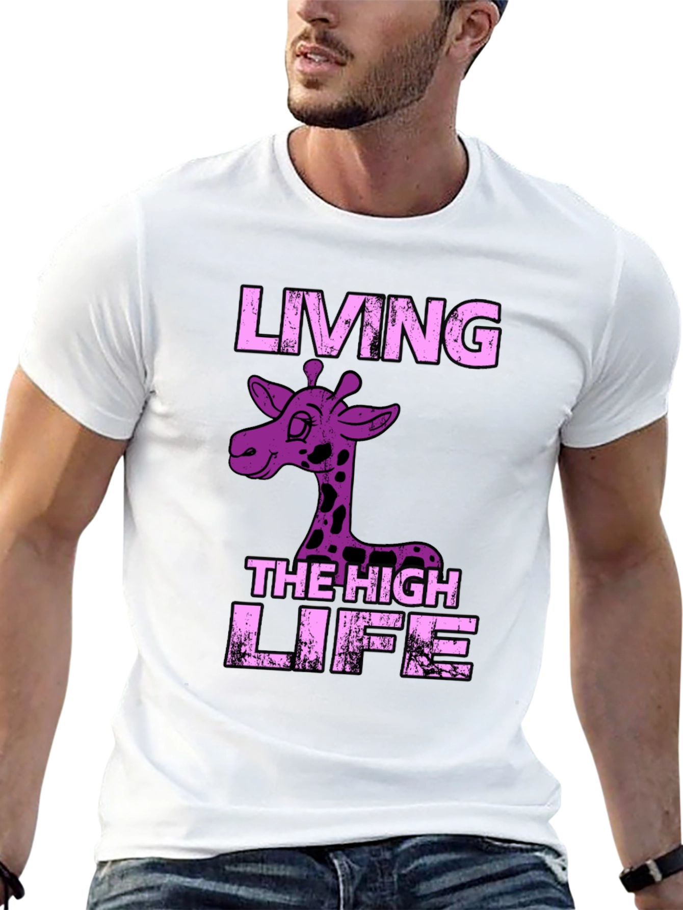 Living the High Life Giraffe Graphic Tee