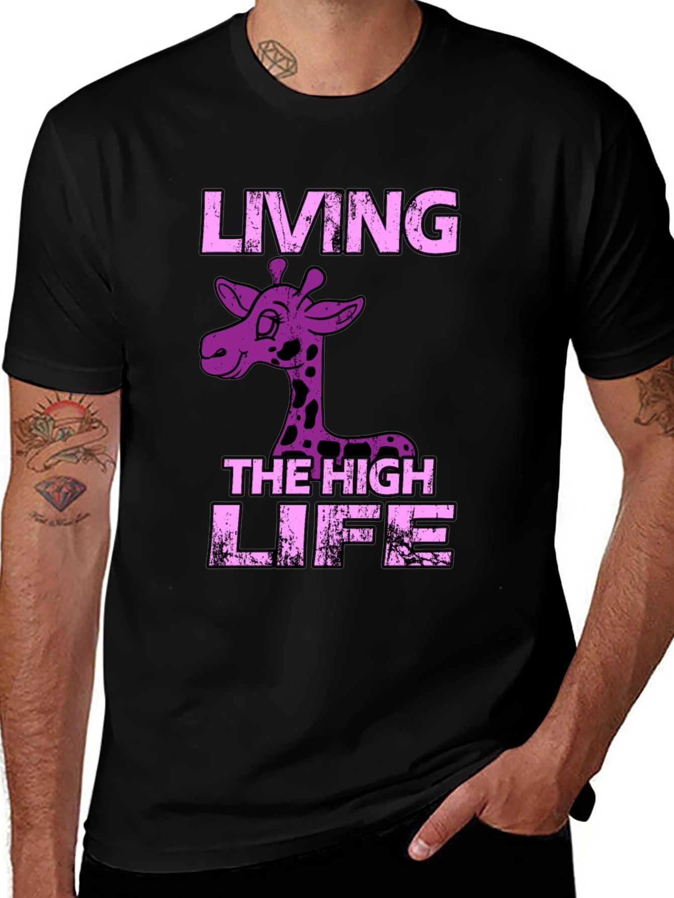 Living the High Life Giraffe Graphic Tee