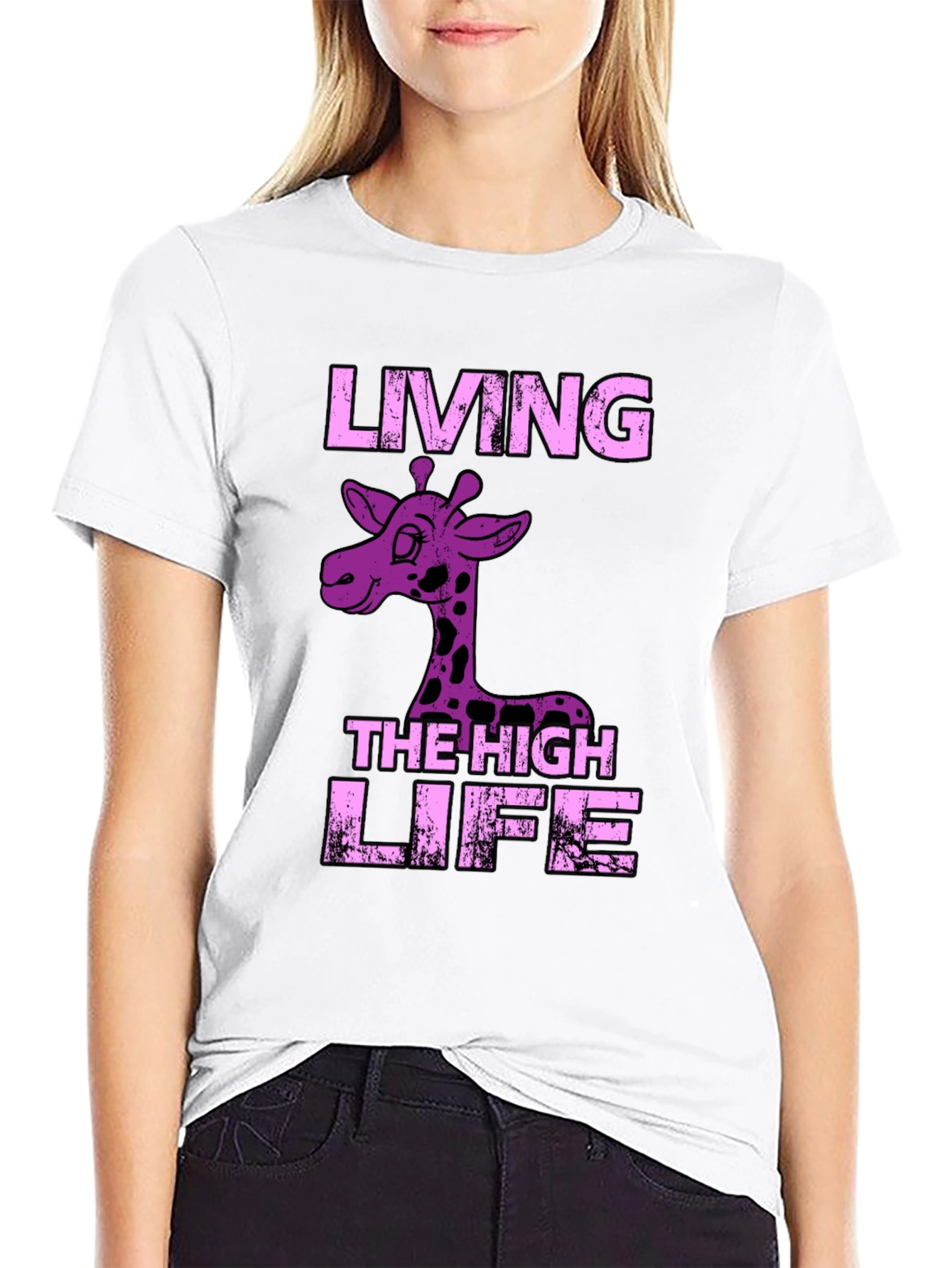 Living the High Life Giraffe Graphic Tee