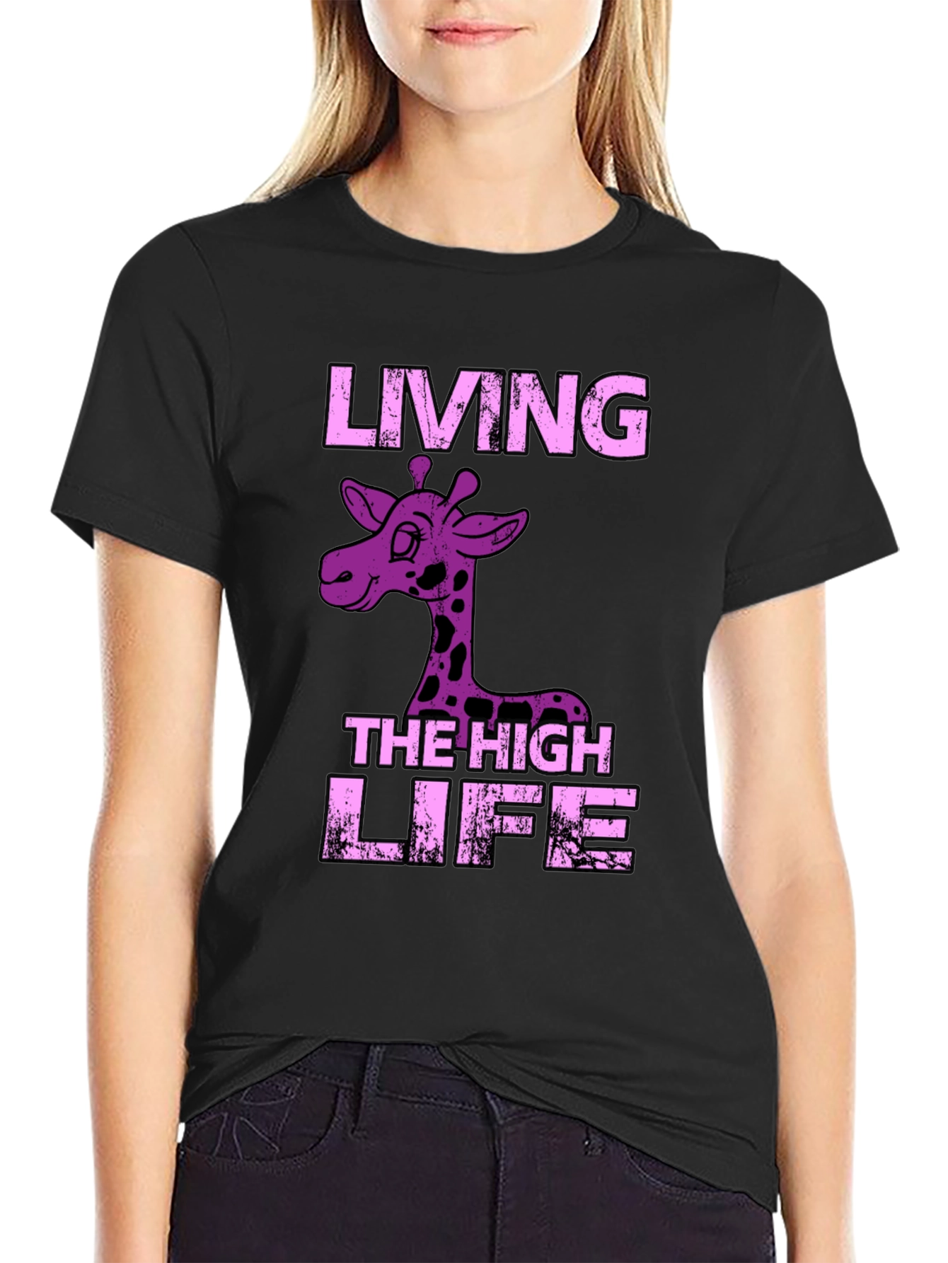 Living the High Life Giraffe Graphic Tee