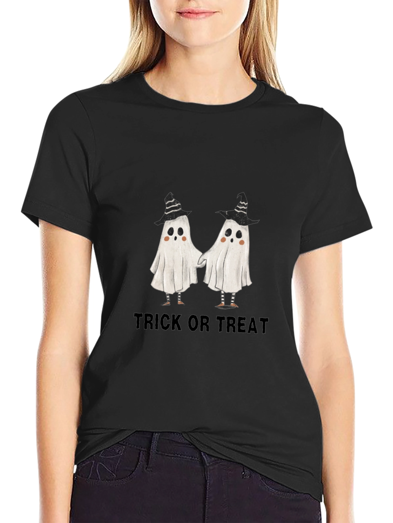 Halloween Ghost Trick or Treat Graphic T-Shirt