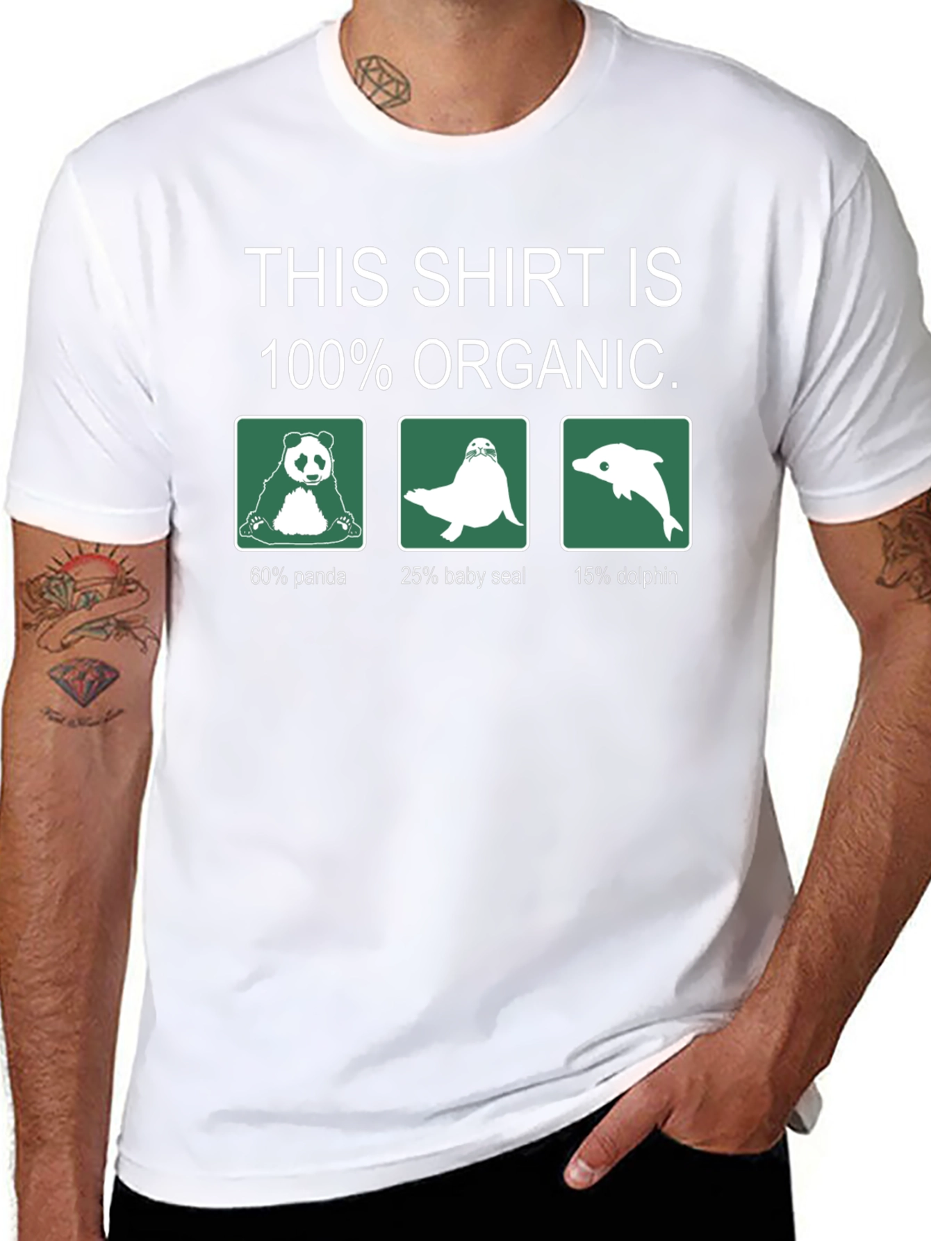 Organic Animal Blend T-Shirt - Panda Seal Dolphin